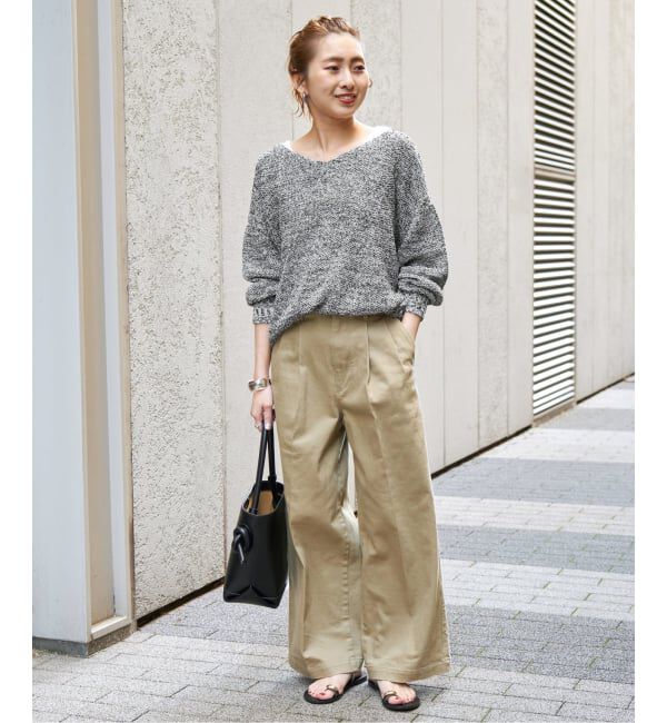 Spick and Span「《WEB限定カラー有り / 追加》ペーパーヤーン2WAYルーズプルオーバー」|ニット・セーター|