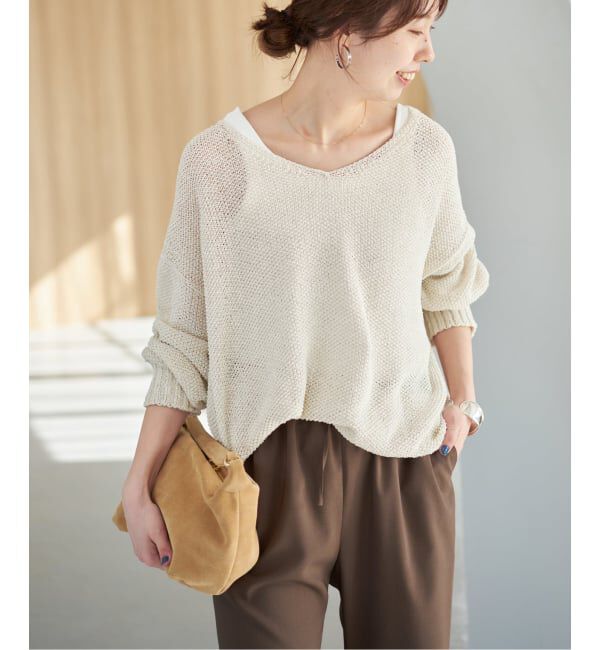 Spick and Span「《WEB限定カラー有り / 追加》ペーパーヤーン2WAYルーズプルオーバー」|ニット・セーター|
