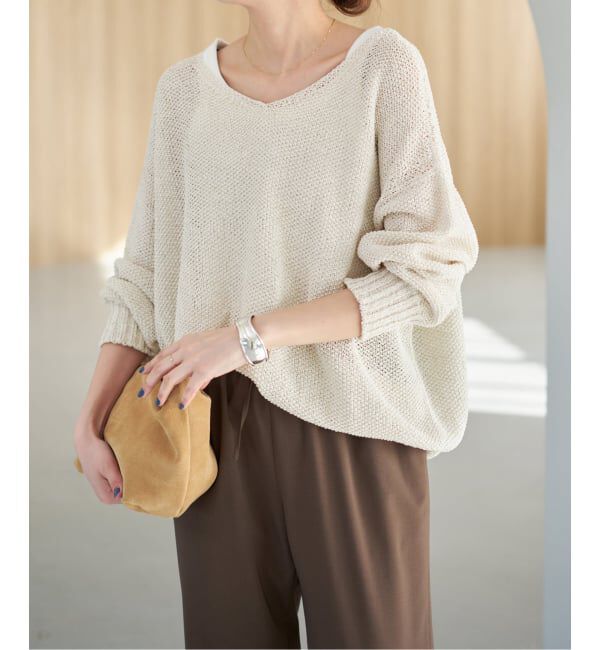 Spick and Span「《WEB限定カラー有り / 追加》ペーパーヤーン2WAYルーズプルオーバー」|ニット・セーター|