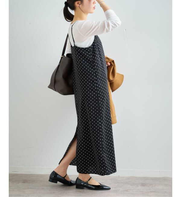 U by SPICK&SPAN「ドットプリントキャミワンピ」|ワンピース|ブラック