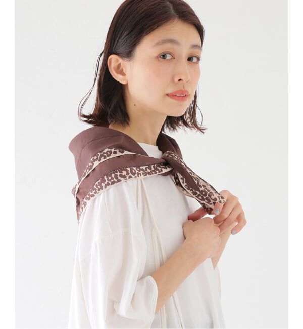 NOBLE「THROW/スロー Leopard Trim Scarf」|バンダナ・スカーフ|