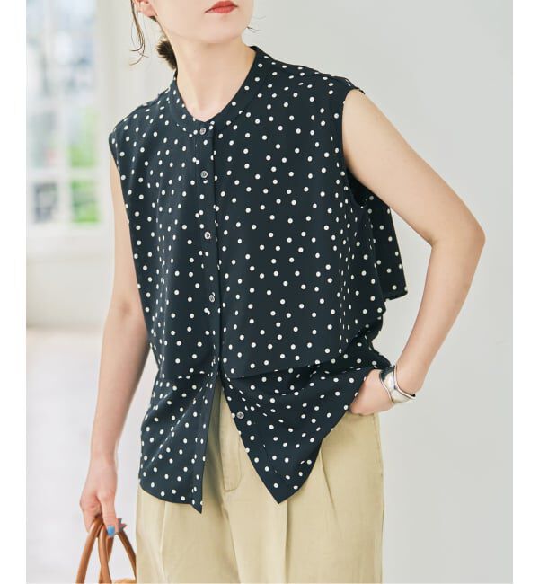 Spick and Span「《予約》ドットノースリブラウス」|シャツ・ブラウス|ブラック