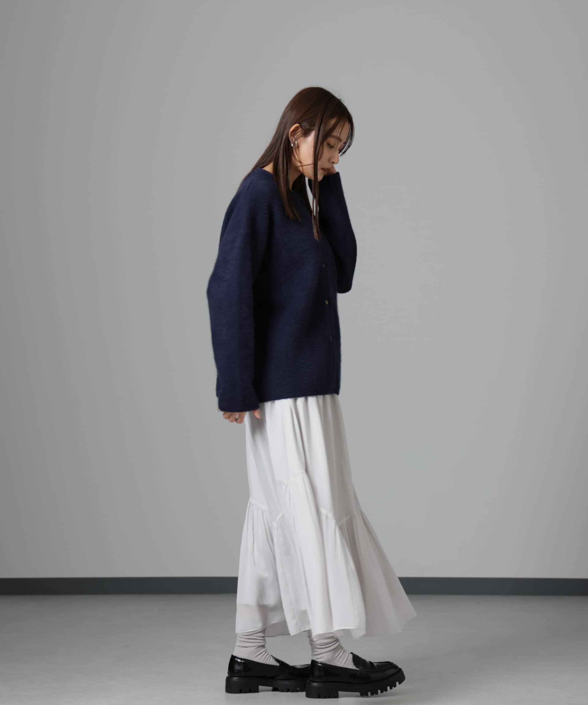 nano･universe「アシメティアードシフォンギャザースカート」|スカート|