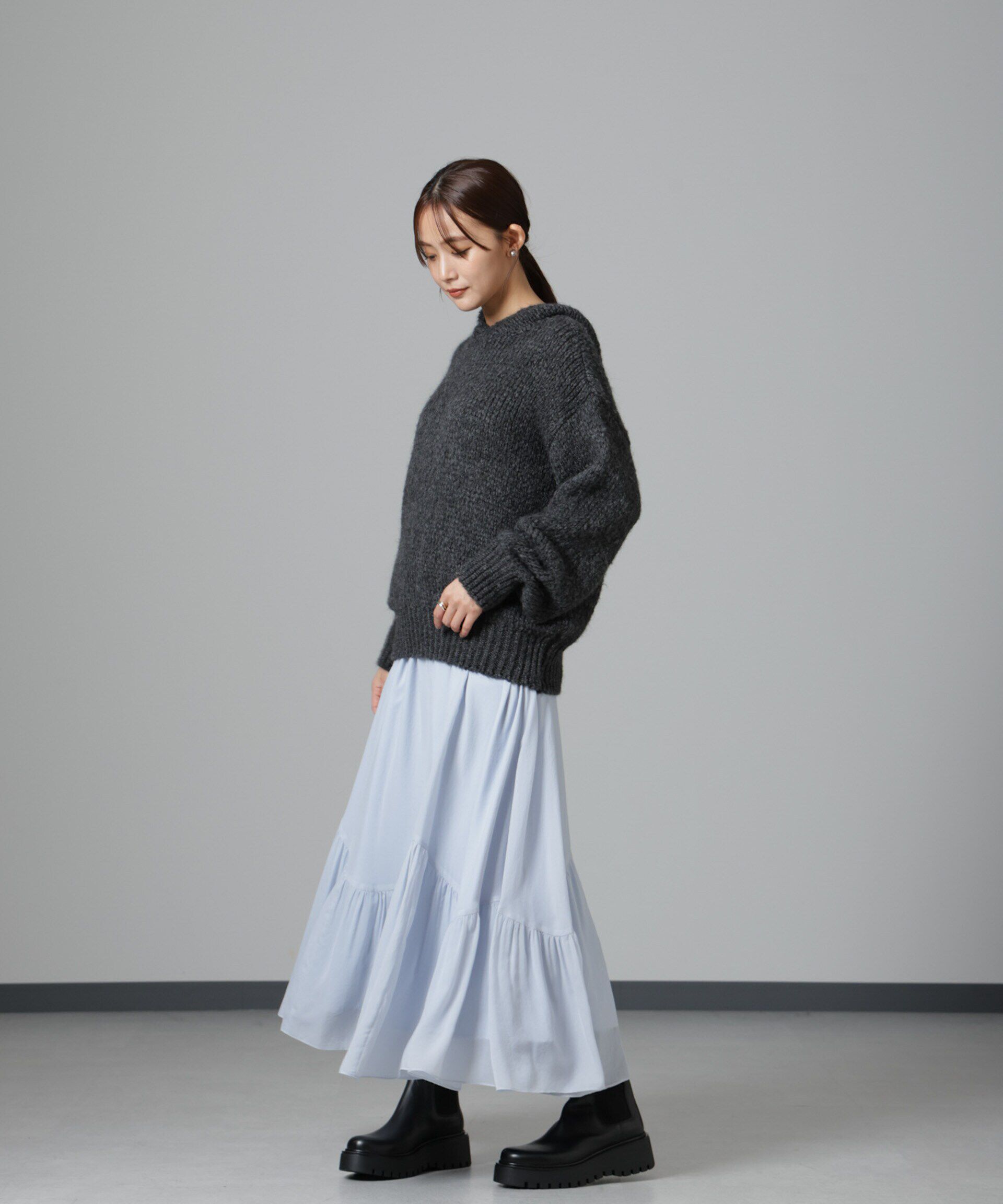 nano･universe「アシメティアードシフォンギャザースカート」|スカート|