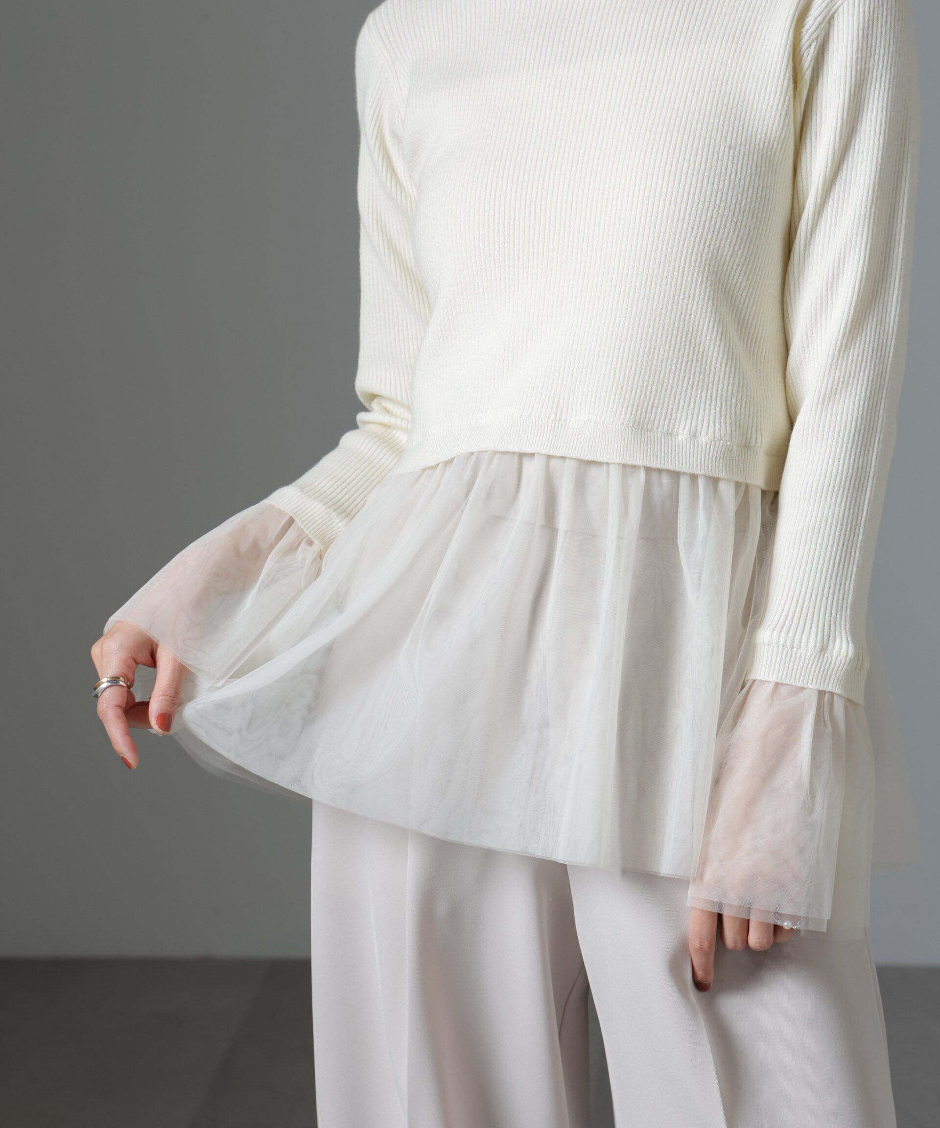 nano･universe「シアーチュールコンビリブニット」|ニット・セーター|クリーム5