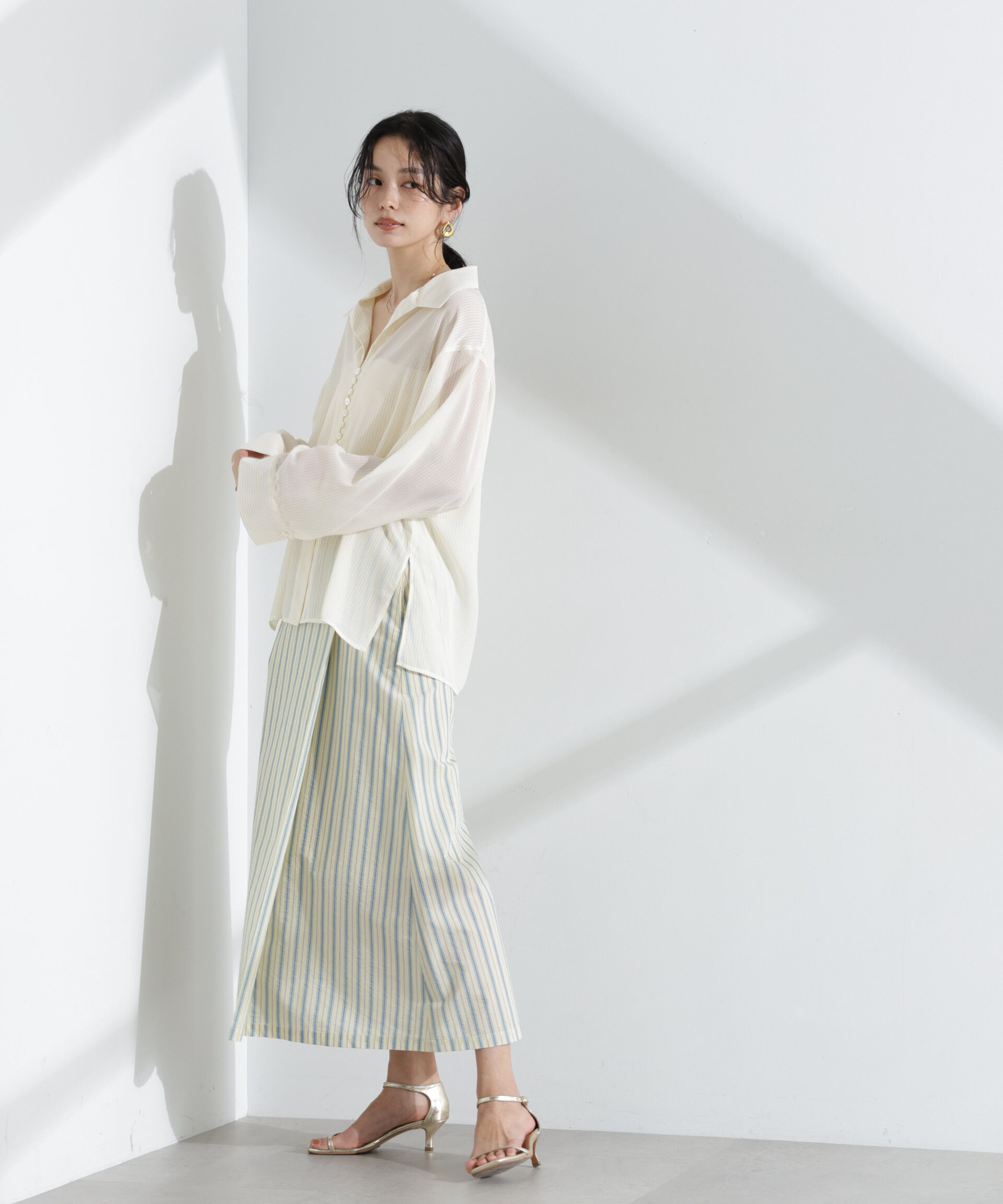 nano･universe「マルチボタンシアーストライプシャツ(セットアップ可)」|シャツ・ブラウス|