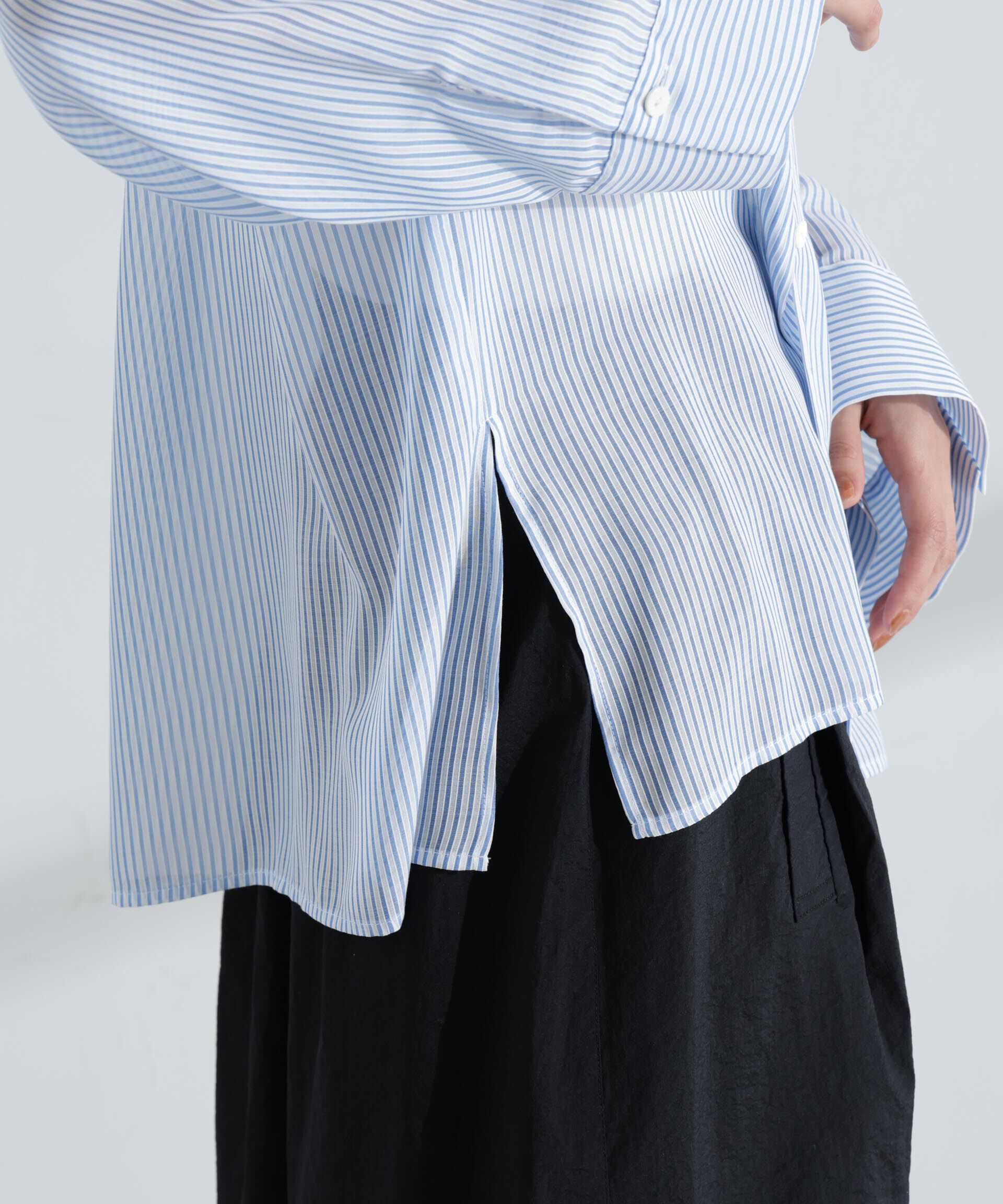 nano･universe「マルチボタンシアーストライプシャツ(セットアップ可)」|シャツ・ブラウス|