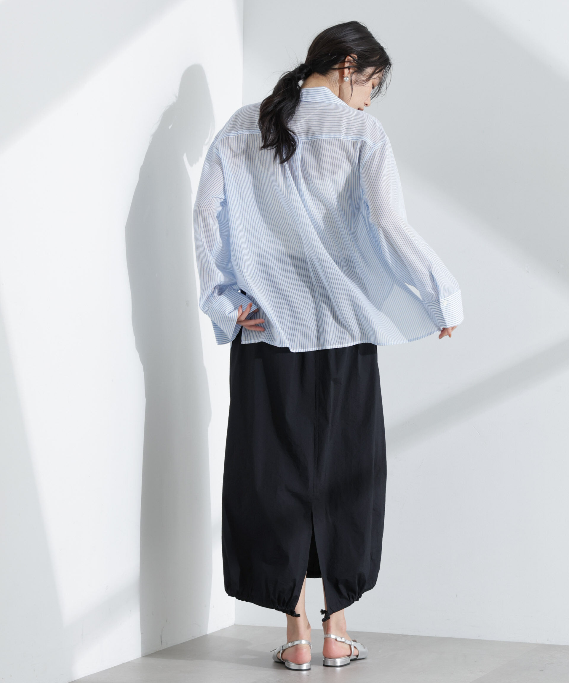 nano･universe「マルチボタンシアーストライプシャツ(セットアップ可)」|シャツ・ブラウス|