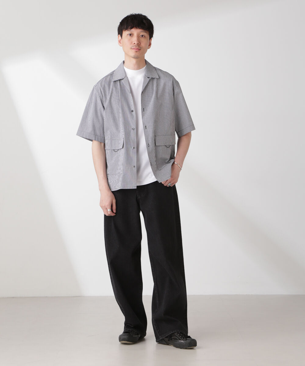 nano･universe「「NJ/CLUB」 マイクロギンガムチェックシャツ 半袖」|シャツ・ブラウス|