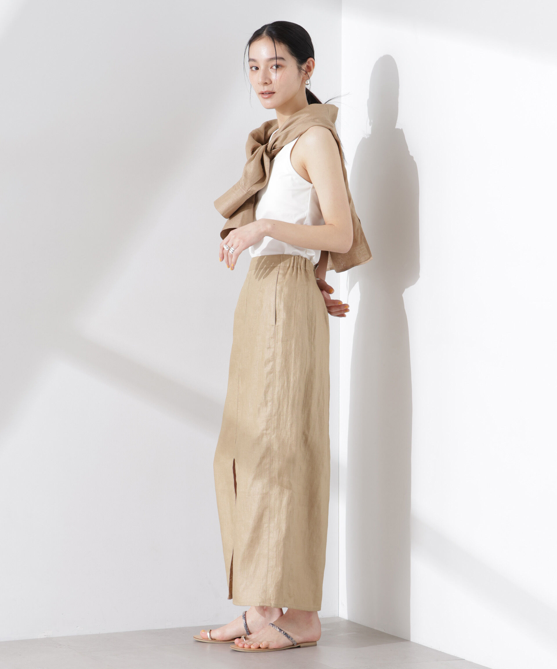 nano･universe「ストレッチポンチカップ付きバックオープンタンクトップ」|Tシャツ・カットソー|