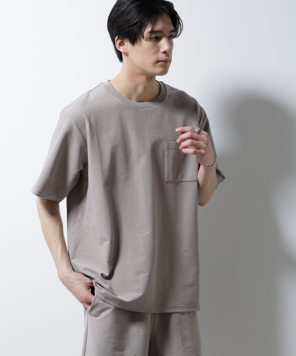 nano･universe「「MC」coveross(R)ツイル調 冷感プレーティング天竺 ポケットTシャツ」|Tシャツ・カットソー|ベージュ