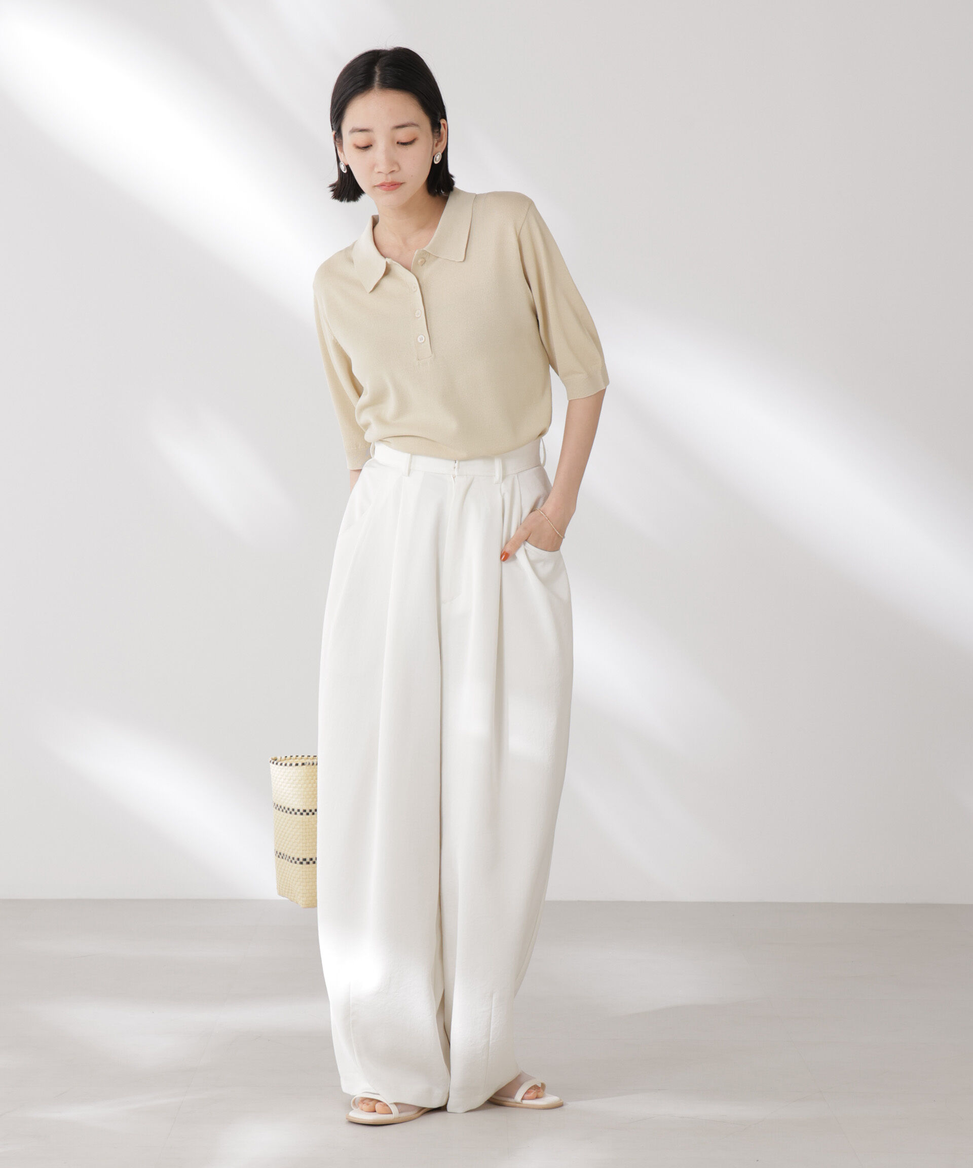 nano･universe「多機能強撚ポロニットトップス」|ニット・セーター|