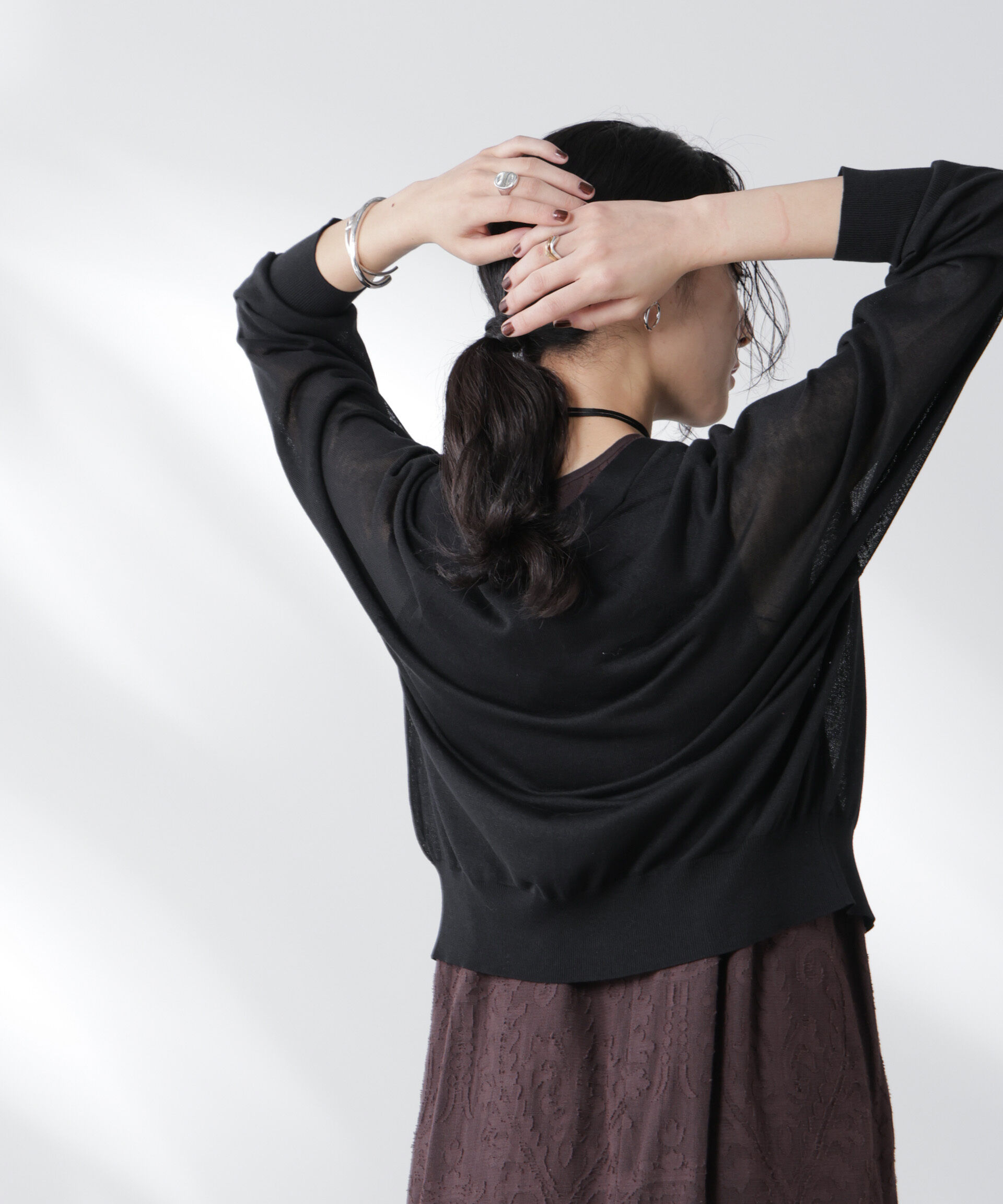 nano･universe「コットンスパークシアーＶネックカーディガン」|ニット・セーター|