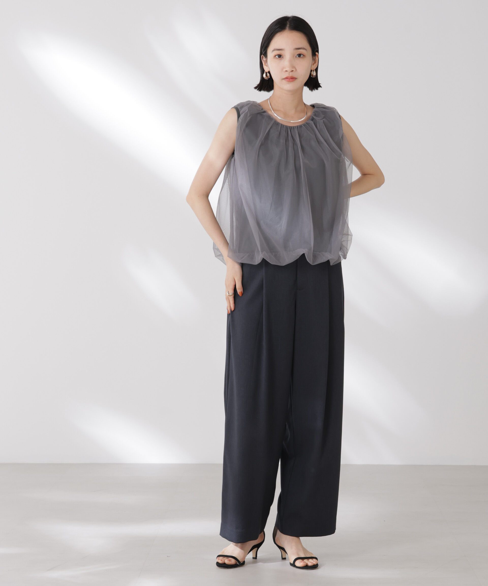 nano･universe「チュールレイヤードコクーンシルエットトップス」|Tシャツ・カットソー|