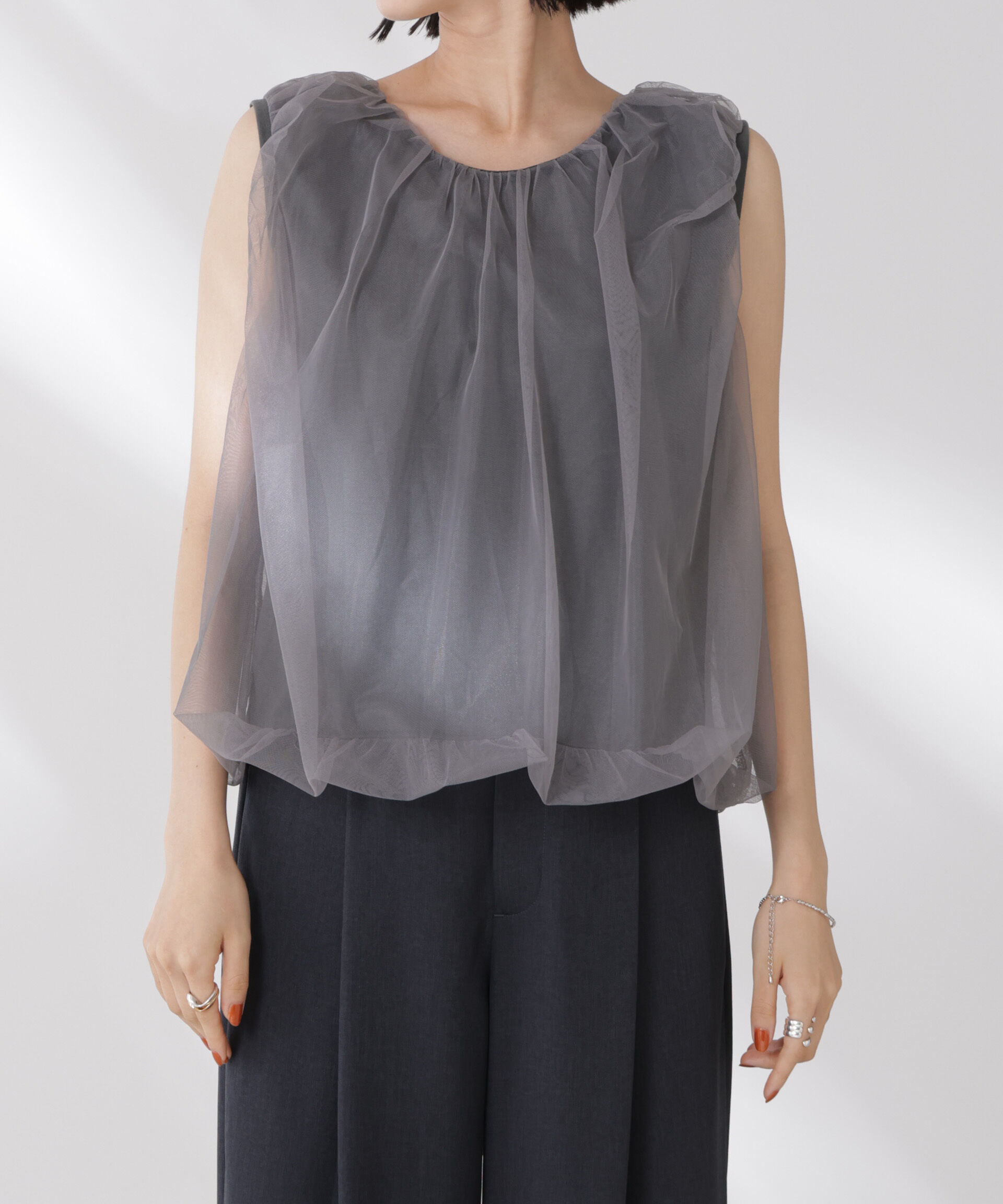 nano･universe「チュールレイヤードコクーンシルエットトップス」|Tシャツ・カットソー|