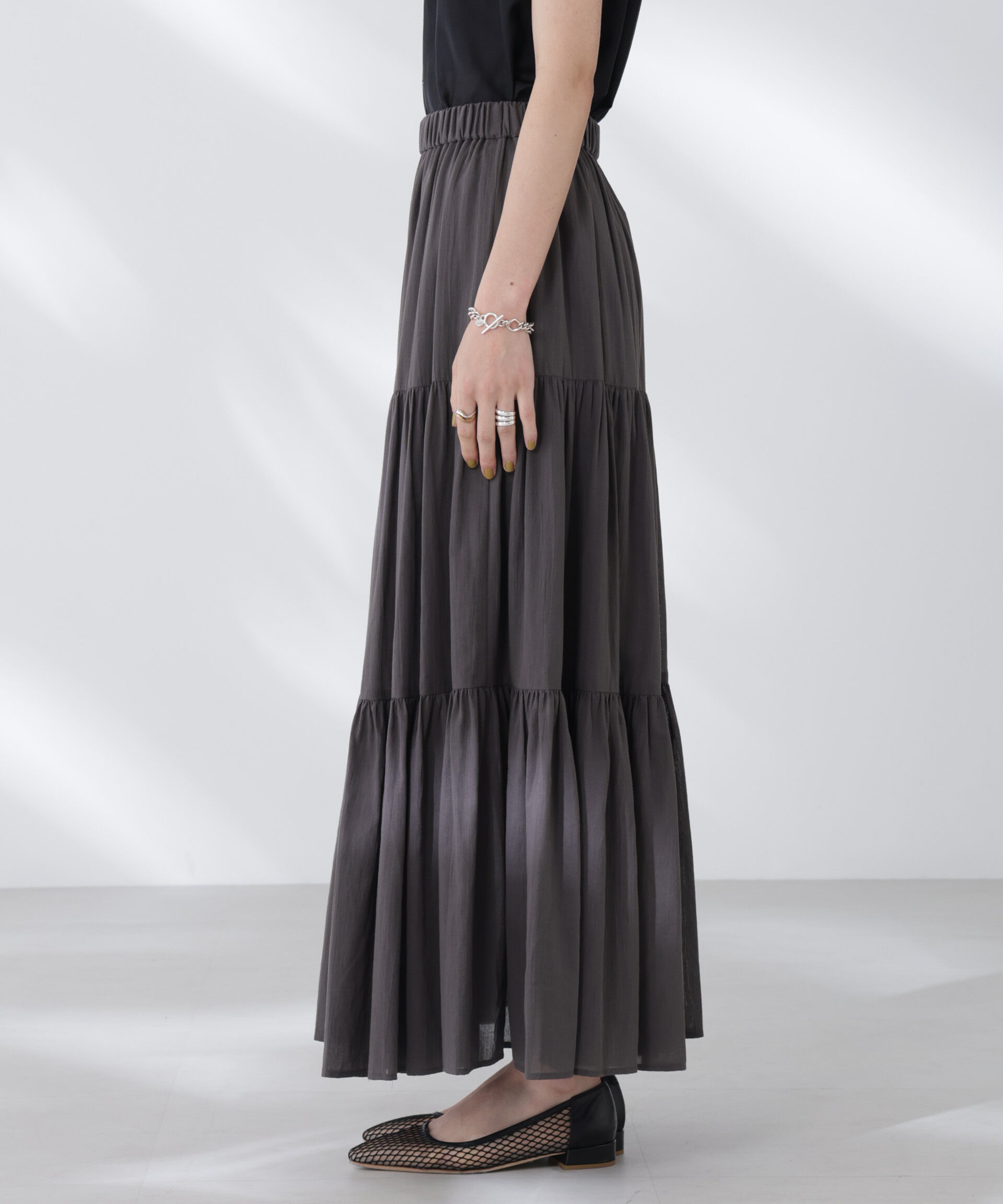 nano･universe「コットンシフォンティアードスカート」|スカート|