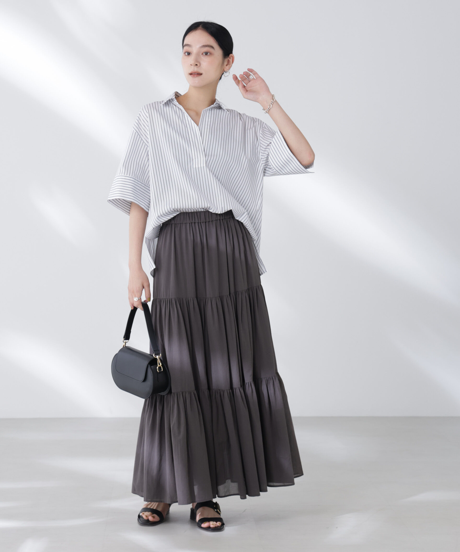 nano･universe「コットンシフォンティアードスカート」|スカート|