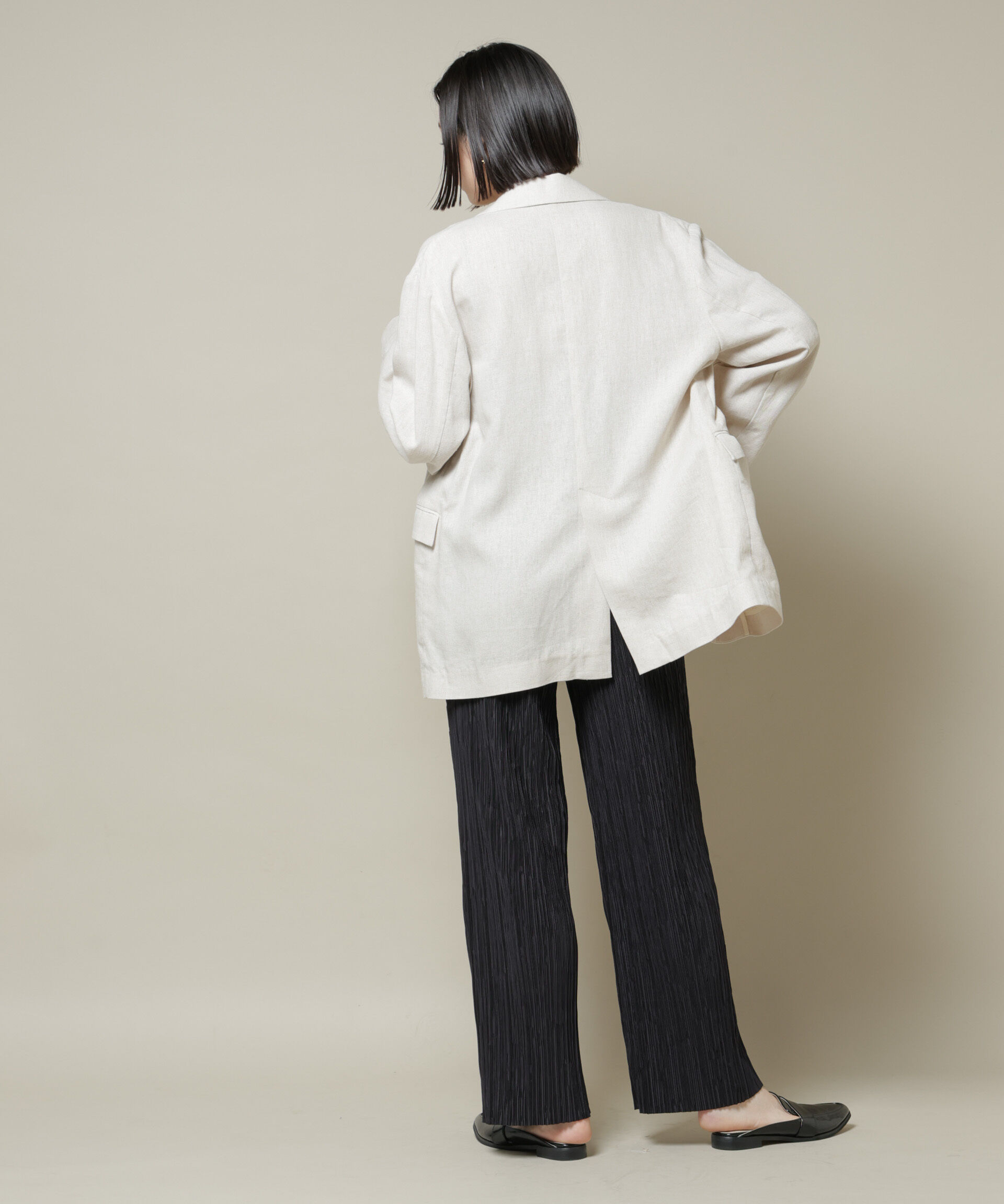 nano･universe「ランダムプリーツカットセミワイドパンツ(セットアップ可)」|チノ|