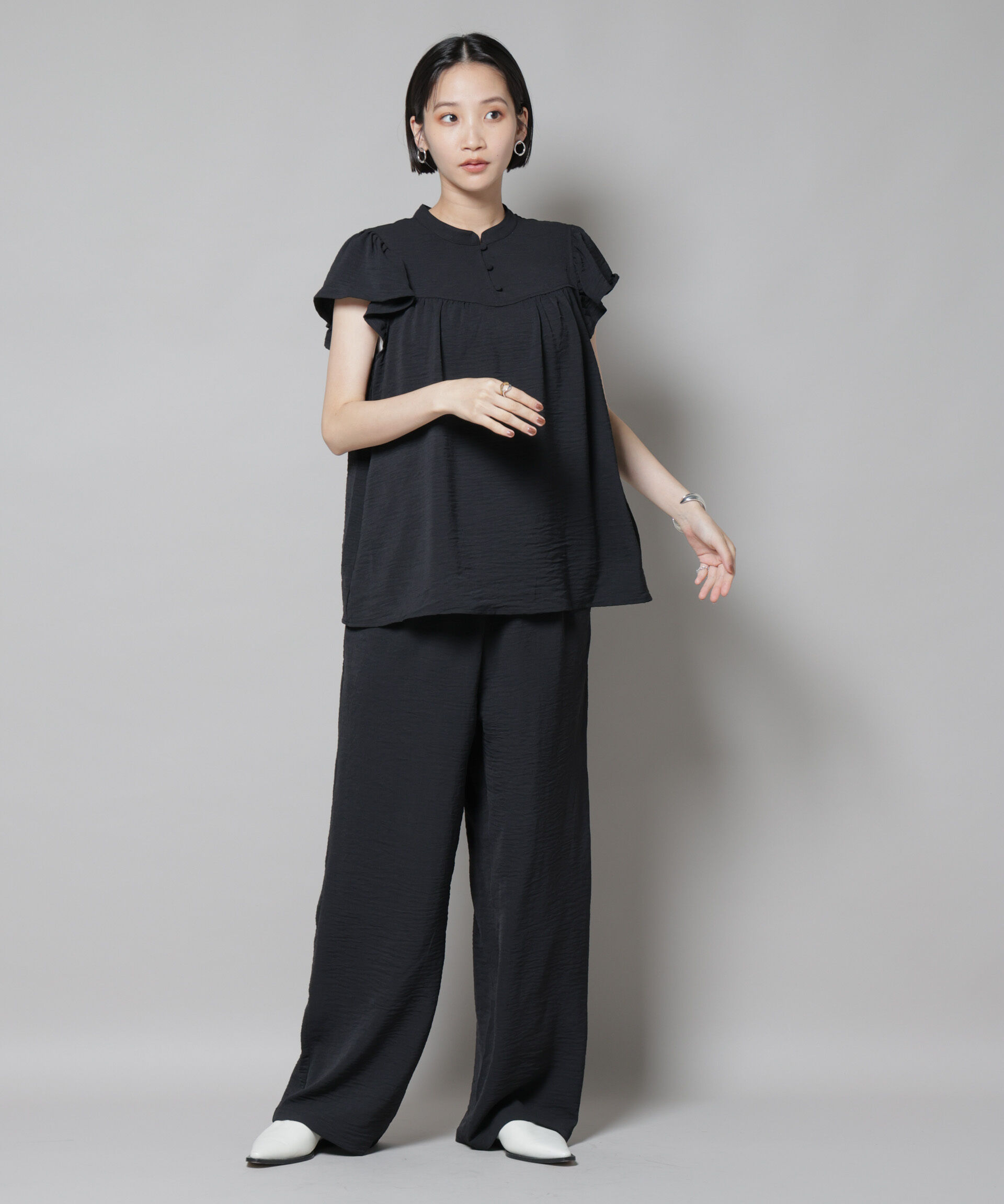 nano･universe「イージードロストワイドパンツ(セットアップ可)」|チノ|