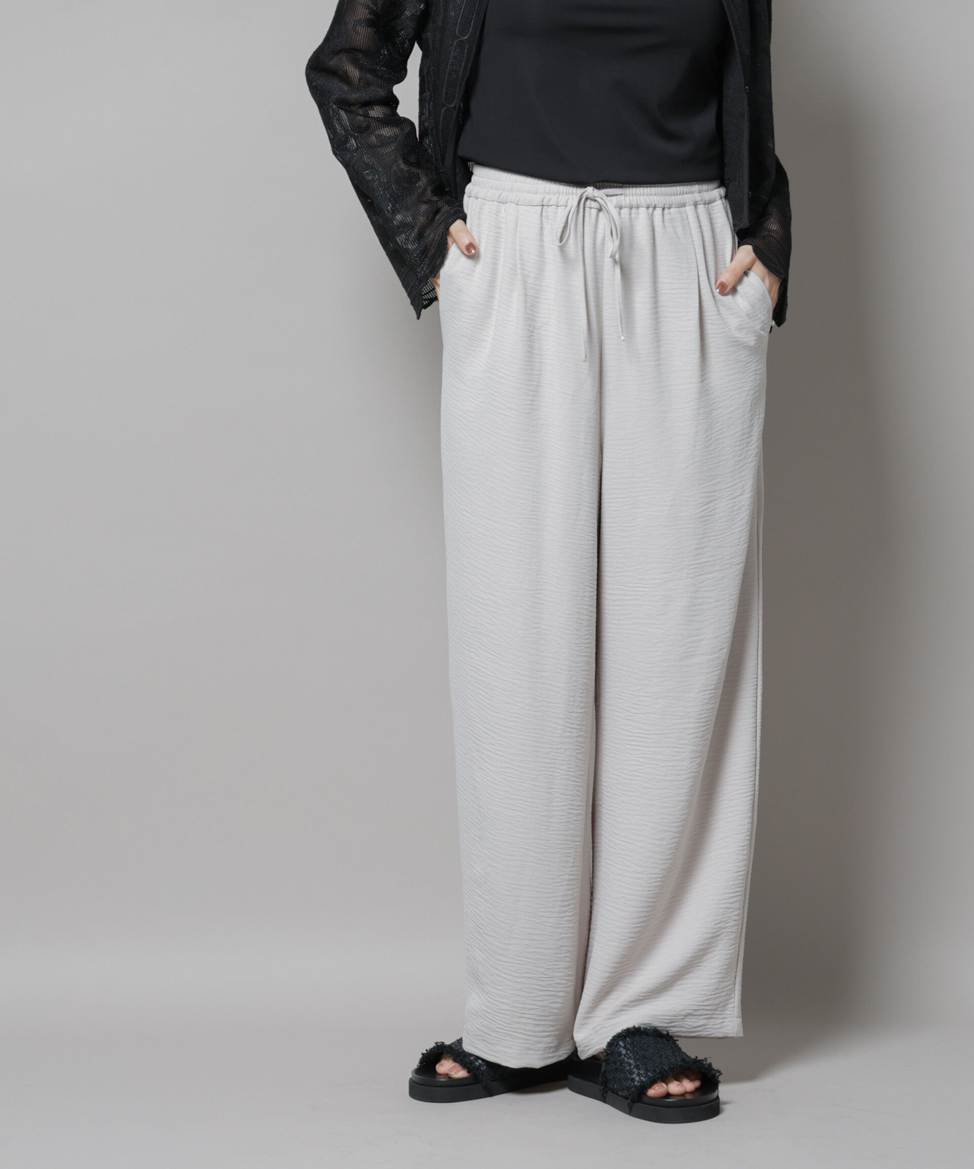 nano･universe「イージードロストワイドパンツ(セットアップ可)」|チノ|