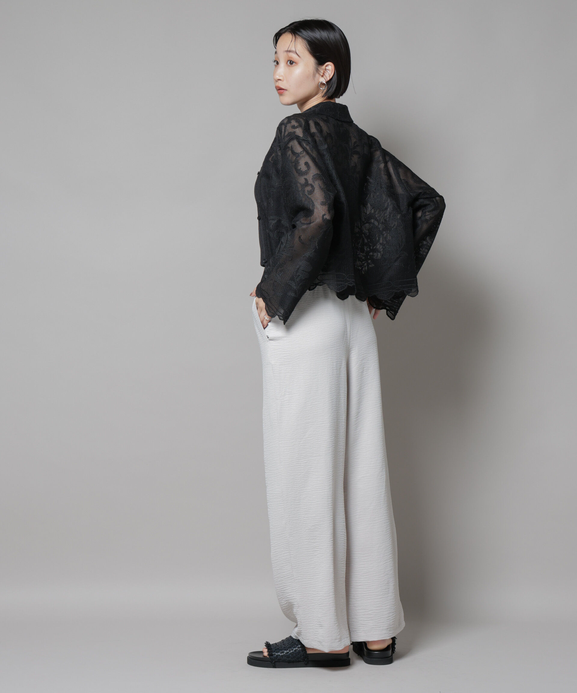 nano･universe「イージードロストワイドパンツ(セットアップ可)」|チノ|