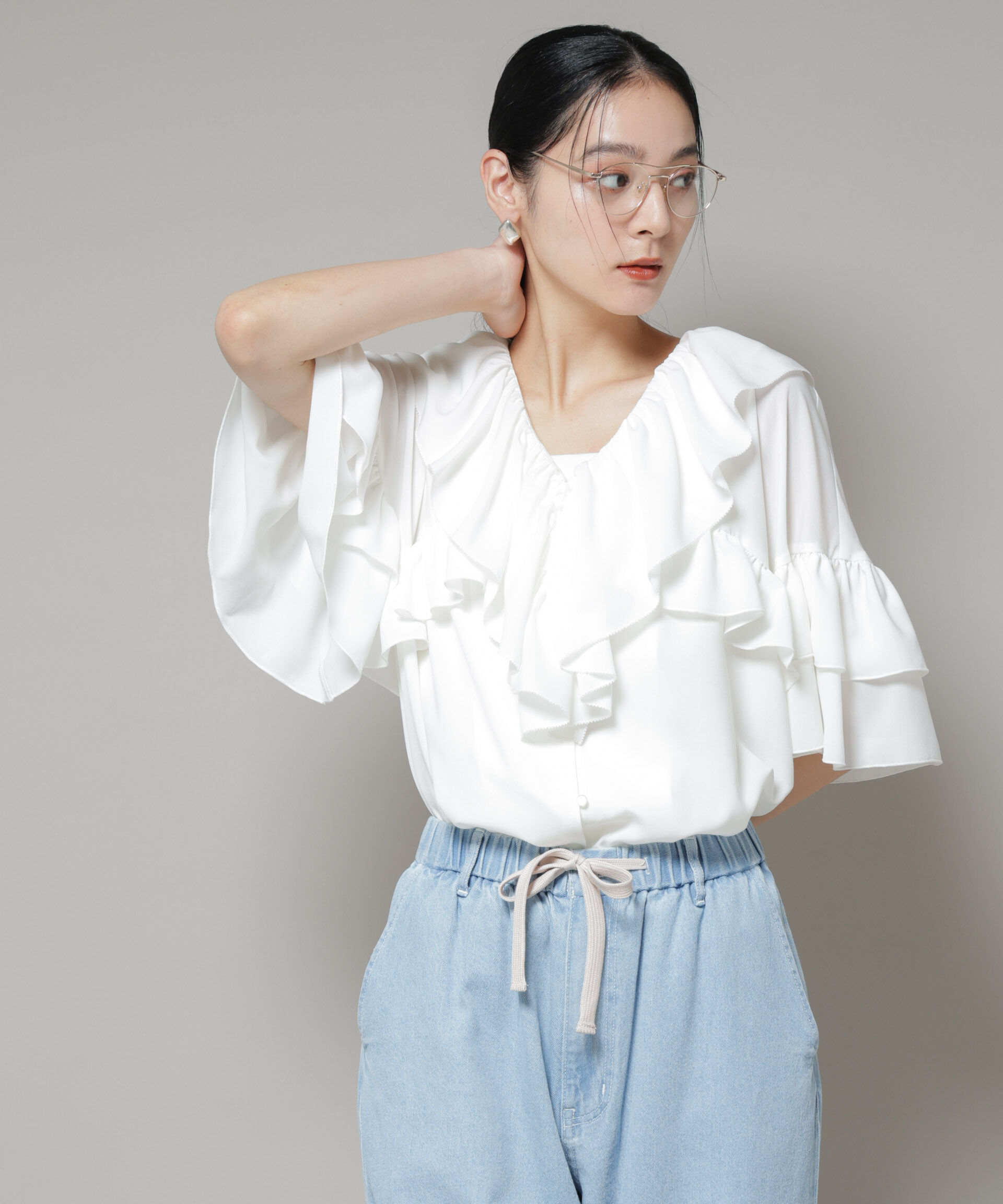 nano･universe「ピコフリルフレアブラウス」|シャツ・ブラウス|