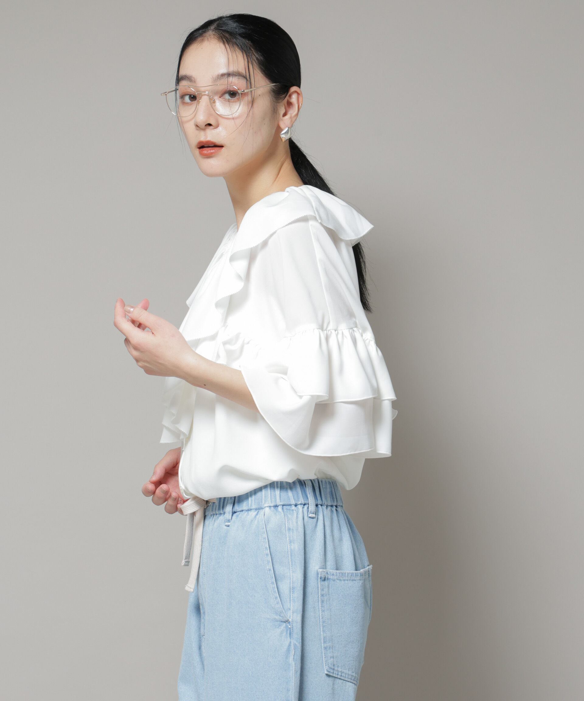 nano･universe「ピコフリルフレアブラウス」|シャツ・ブラウス|