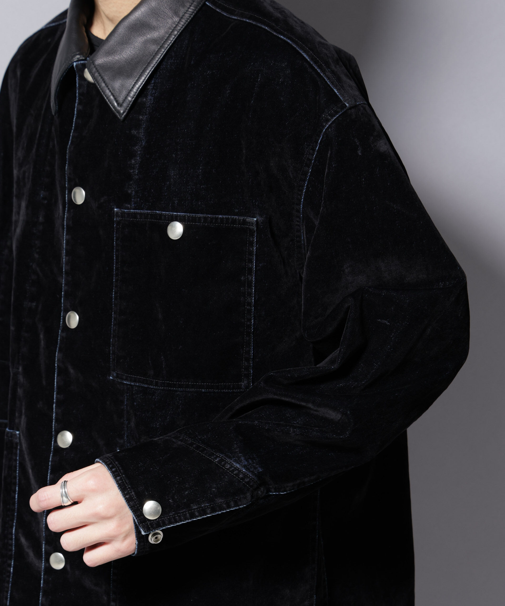 nano･universe「フロッキーデニム オーバージャケット」|ブルゾン・スタジャン|