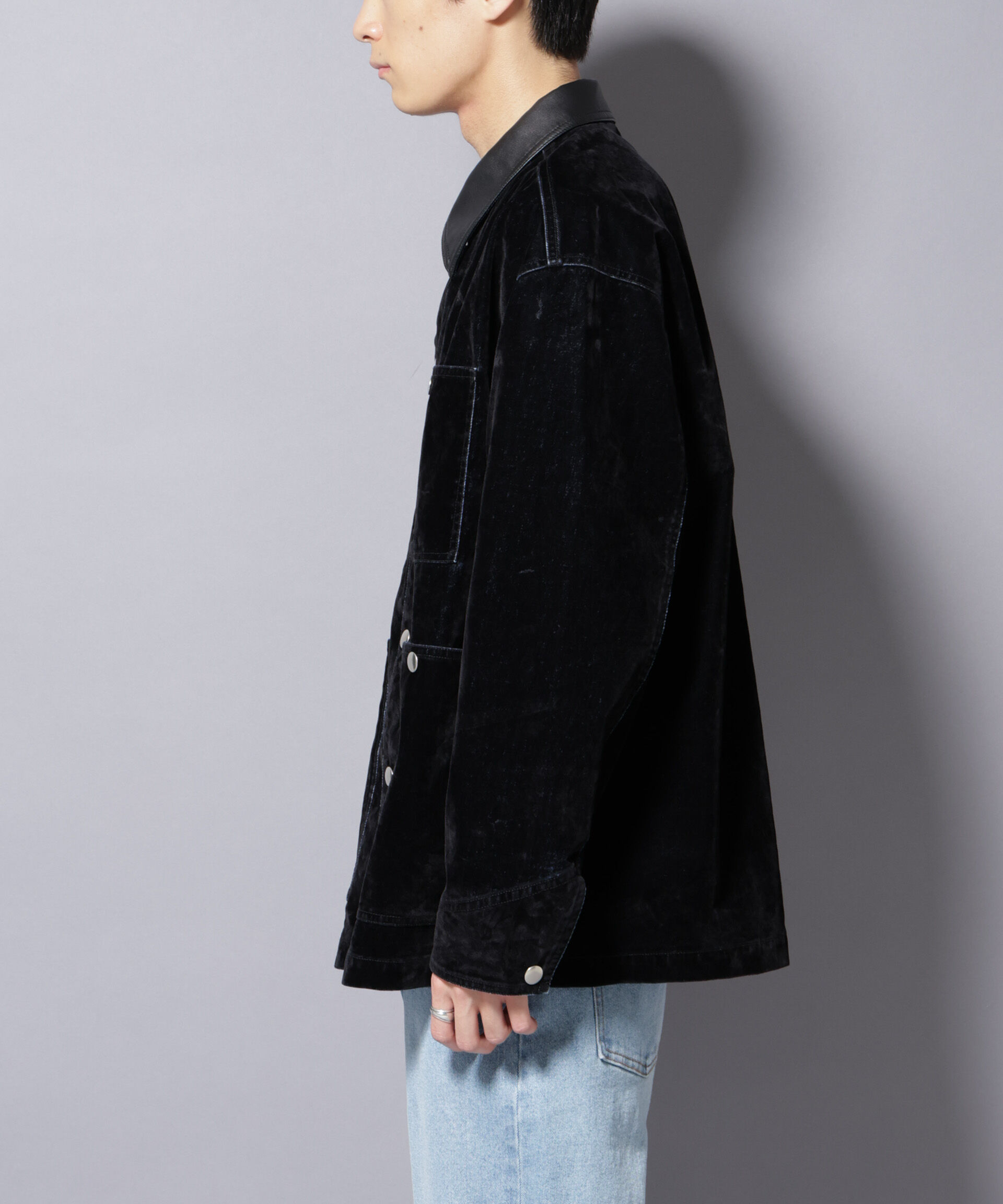 nano･universe「フロッキーデニム オーバージャケット」|ブルゾン・スタジャン|