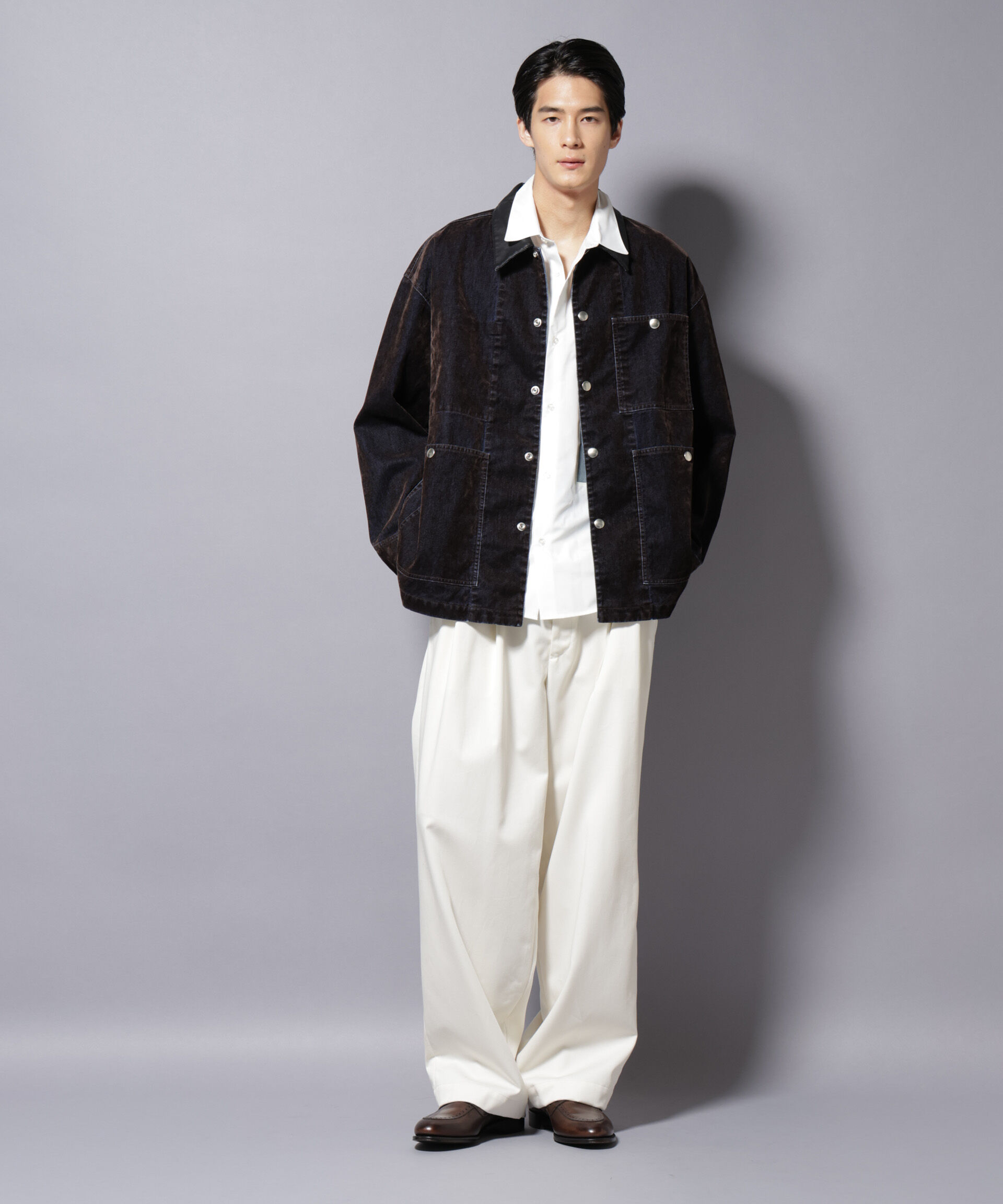 nano･universe「フロッキーデニム オーバージャケット」|ブルゾン・スタジャン|