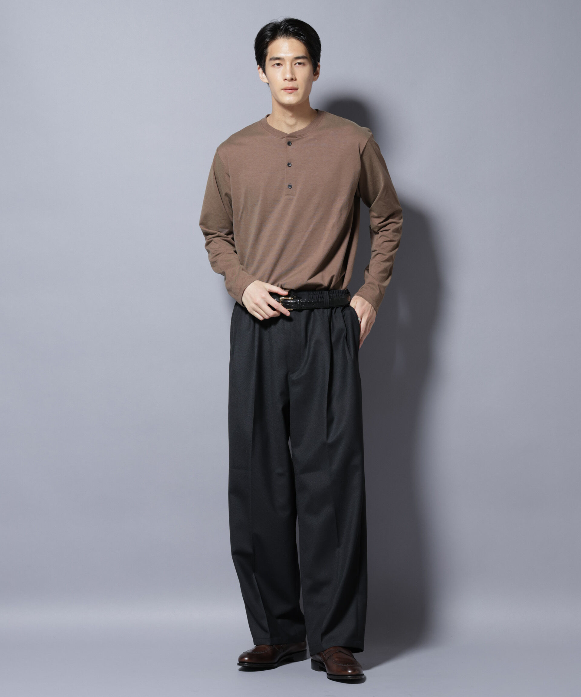 nano･universe「ソラーロライトストレッチヘンリーネックTシャツ 長袖」|Tシャツ・カットソー|