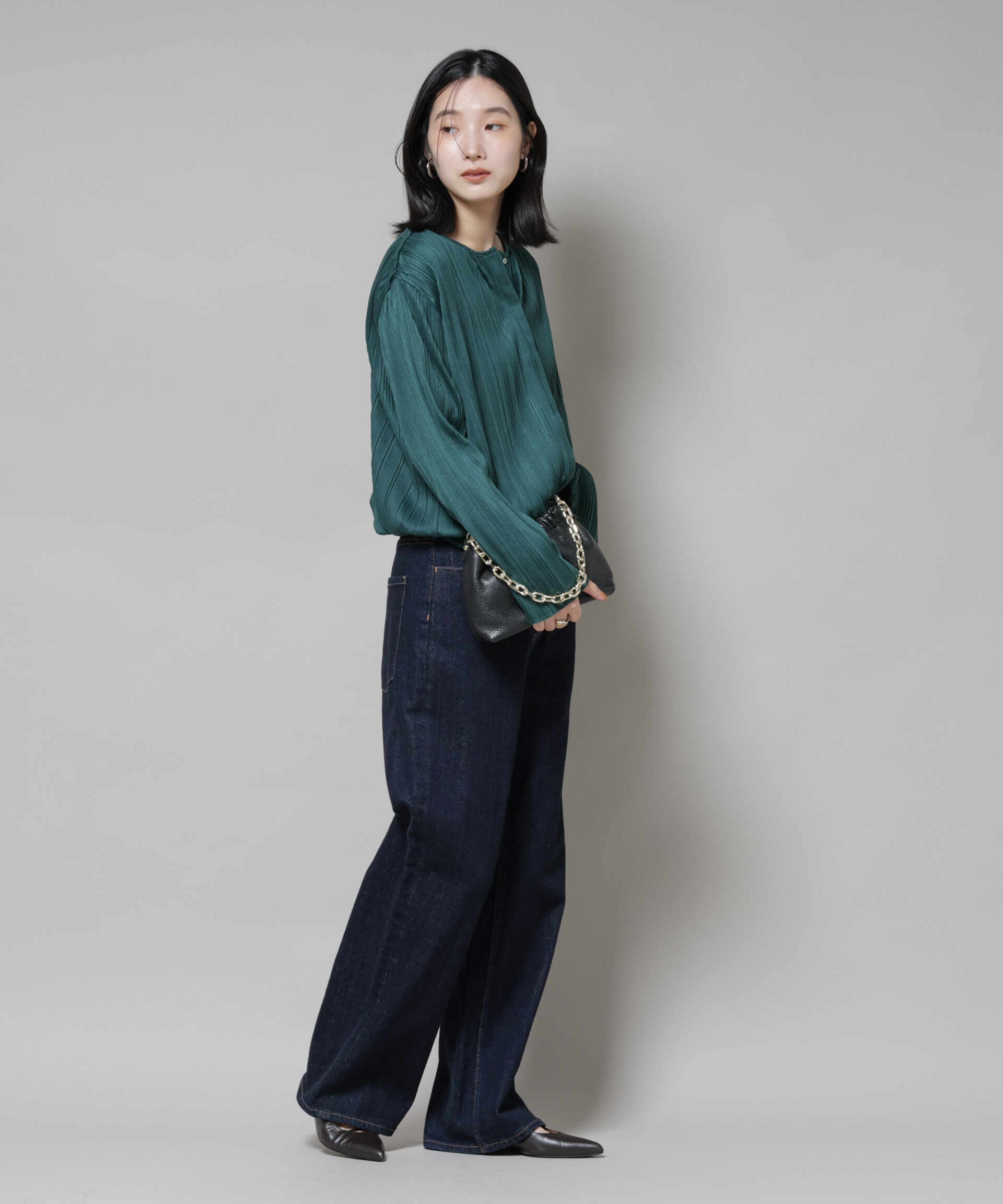 nano･universe「プリーツカットスナップシャツ」|Tシャツ・カットソー|