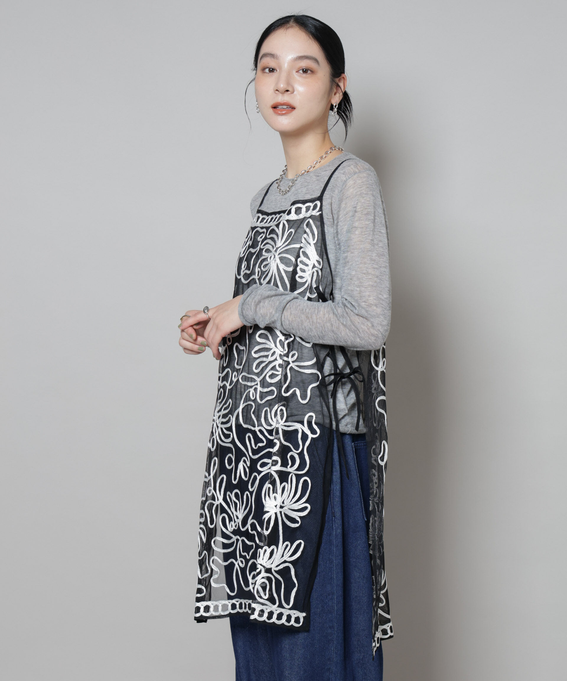 nano･universe「Sara mallika/TULLETAPEEMBRIODERY CAMI DRESS」|ワンピース|