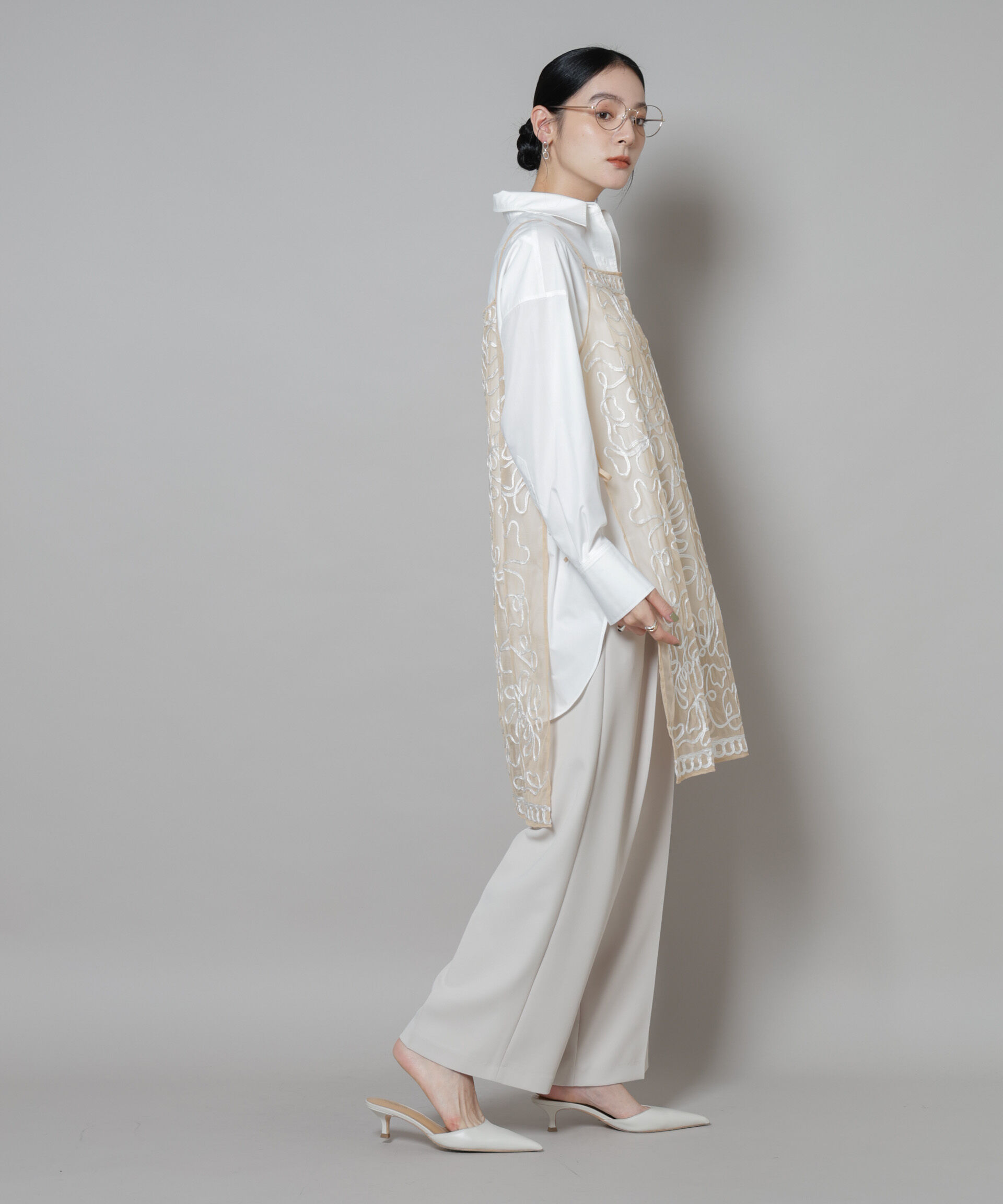 nano･universe「Sara mallika/TULLETAPEEMBRIODERY CAMI DRESS」|ワンピース|