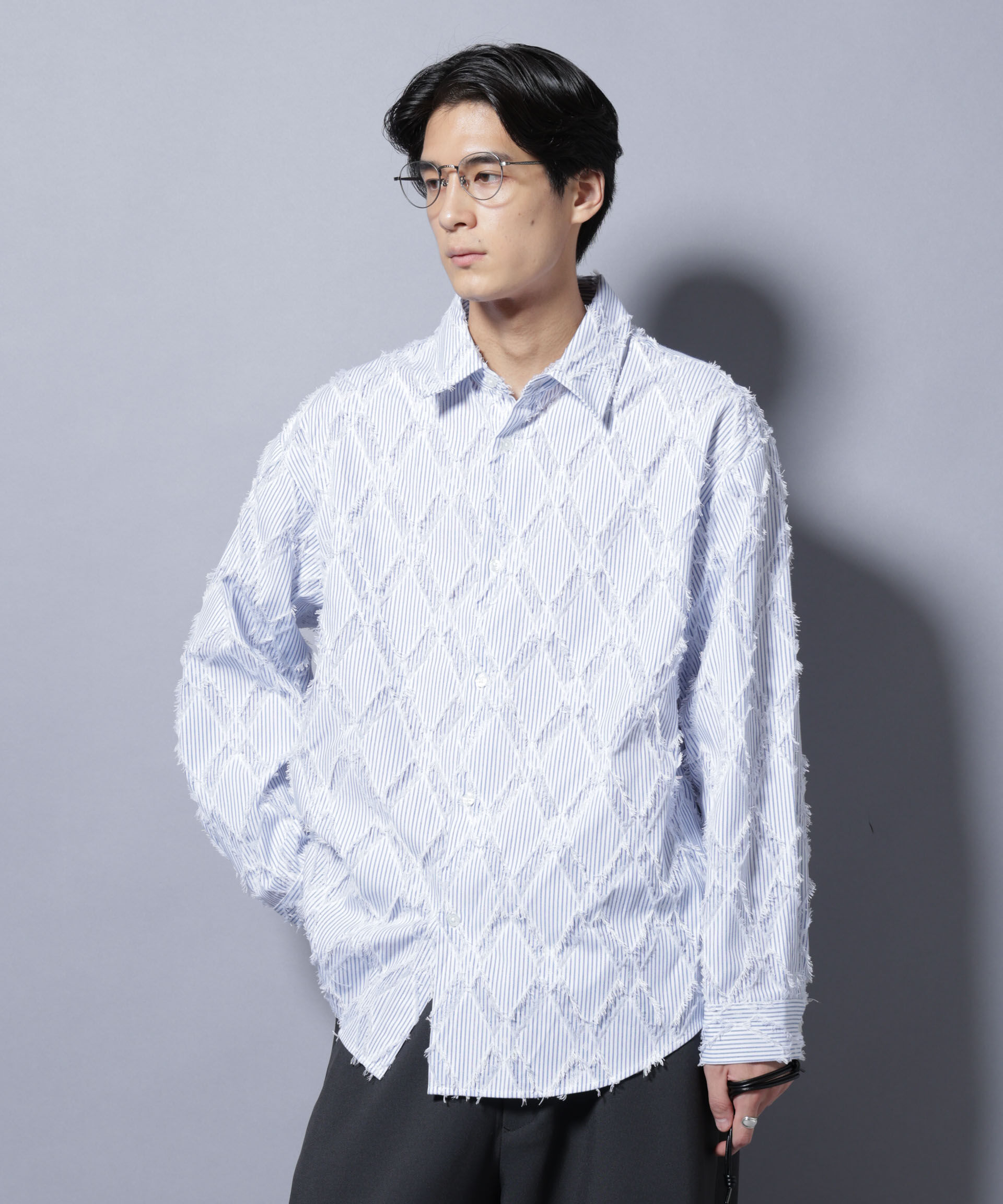 nano･universe「カットレースフリンジシャツ」|シャツ・ブラウス|サックス5