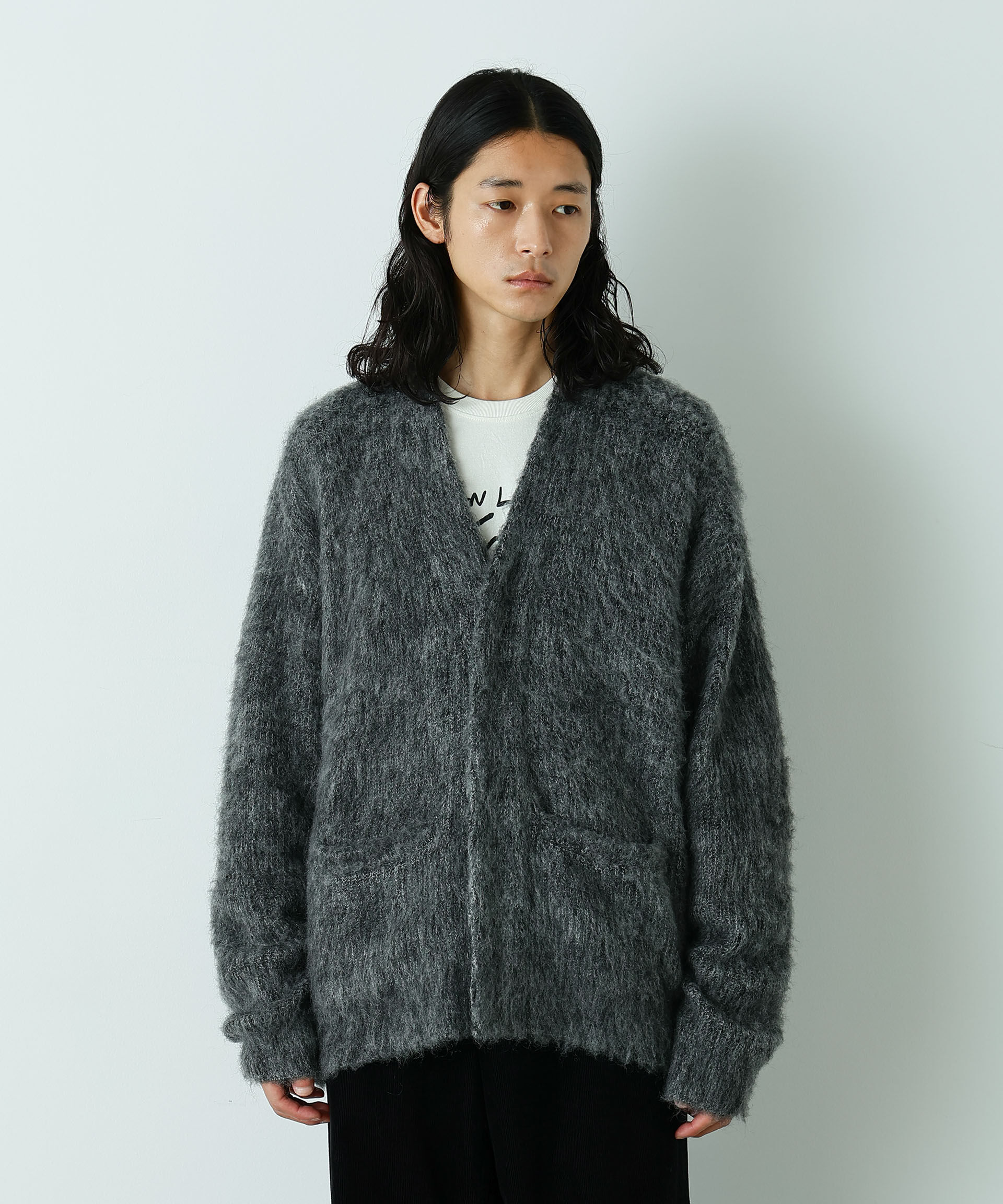 nano･universe「｢HOTEL PALACE｣ フライフロントミックスシャギーカーディガン」|ニット・セーター|