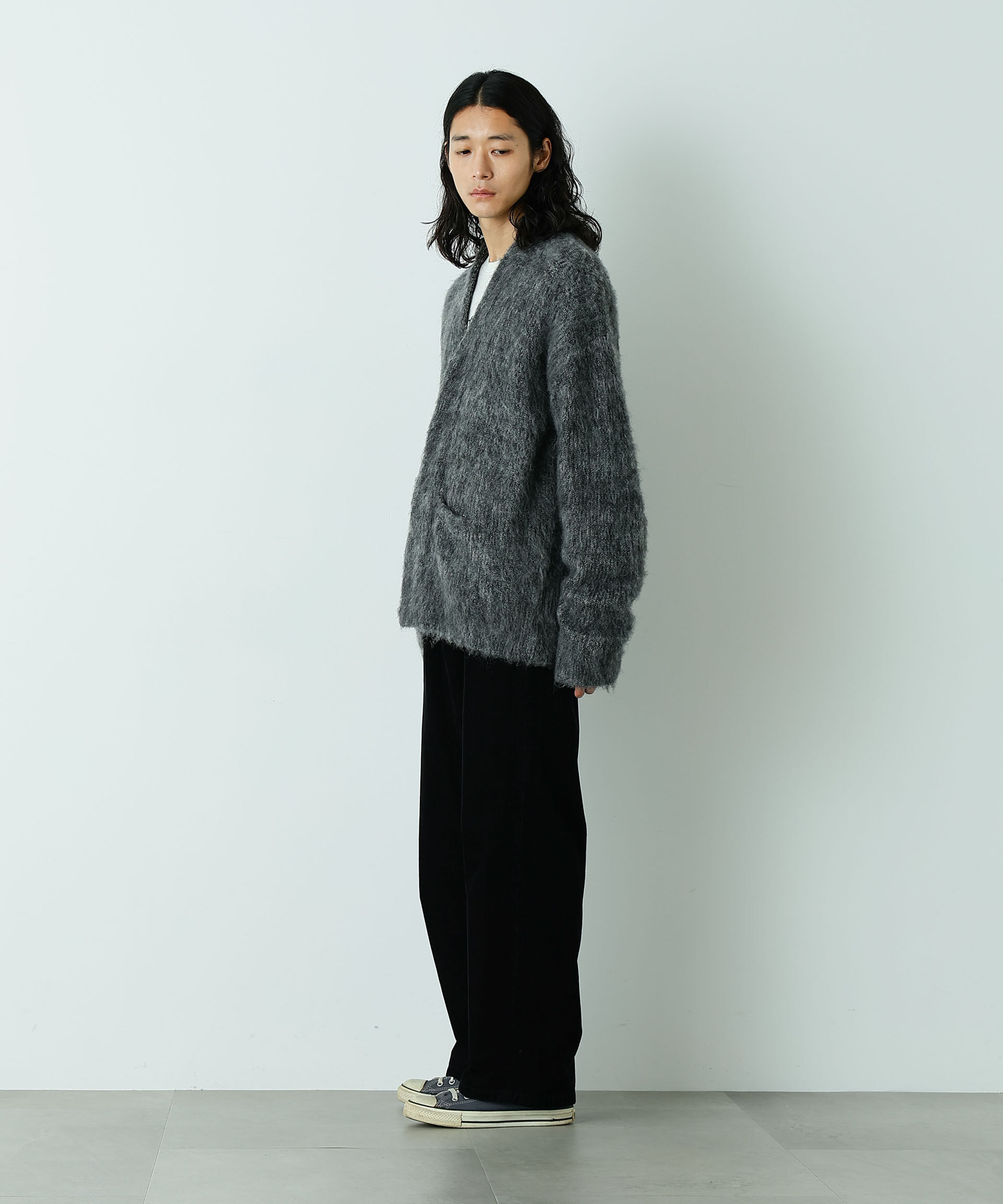 nano･universe「｢HOTEL PALACE｣ フライフロントミックスシャギーカーディガン」|ニット・セーター|