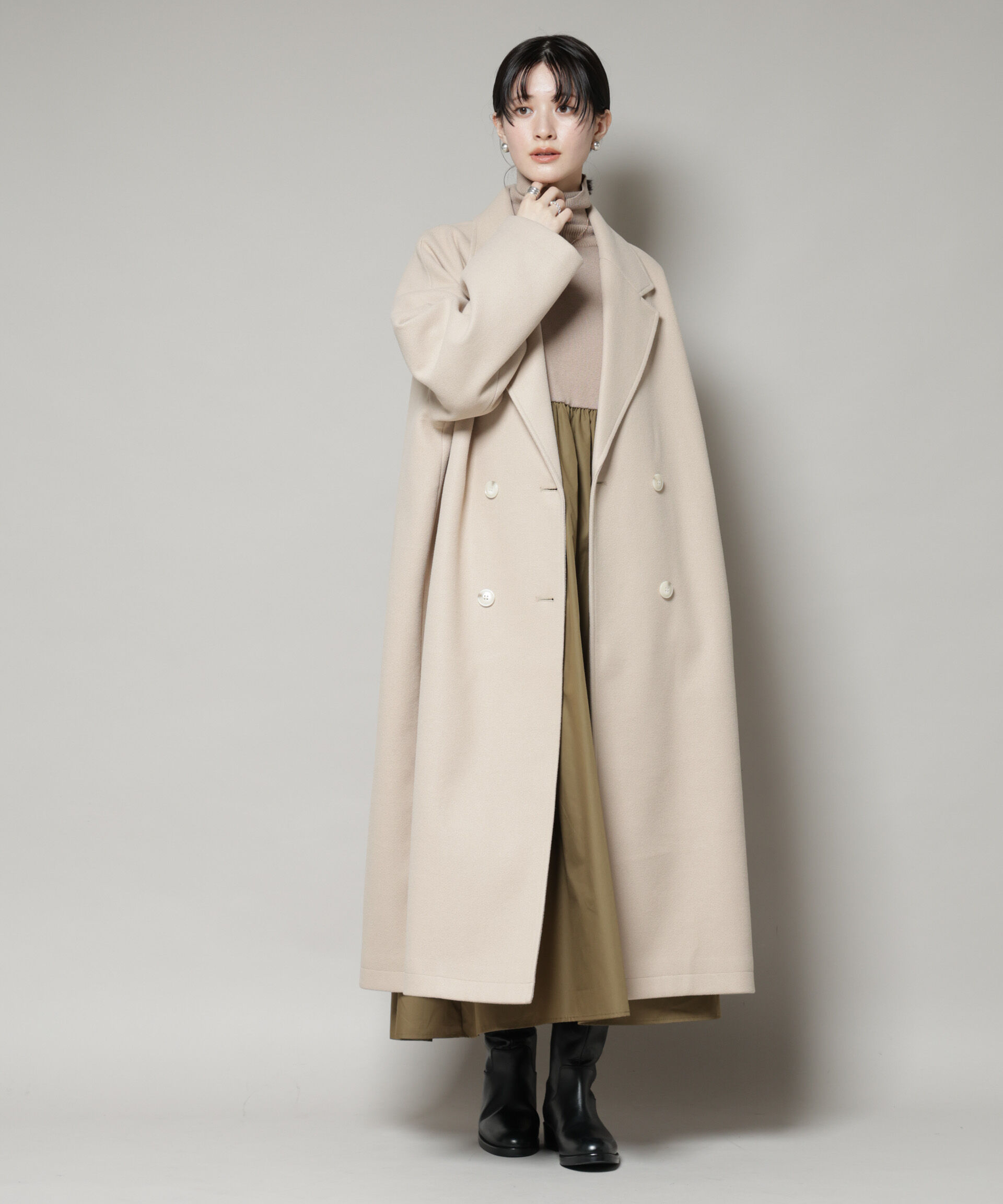 nano･universe「メルトンジャージーチェスターロングコート」|その他|ライトベージ 1