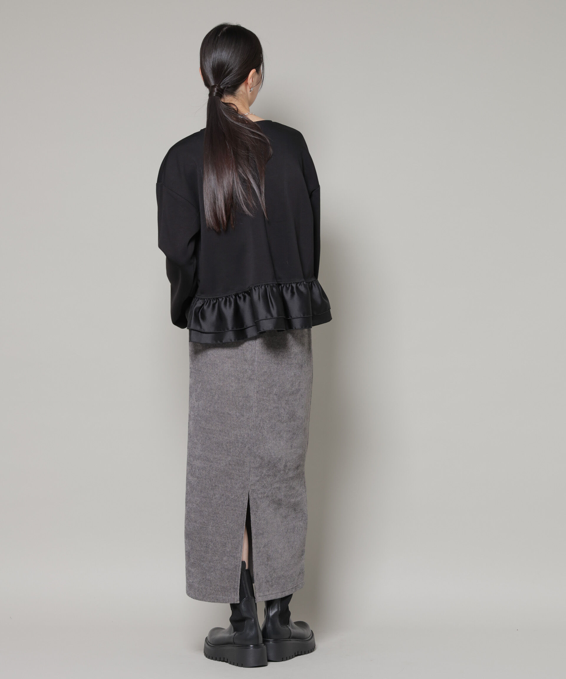 nano･universe「ダンボールカットサテンペプラムトップス」|Tシャツ・カットソー|