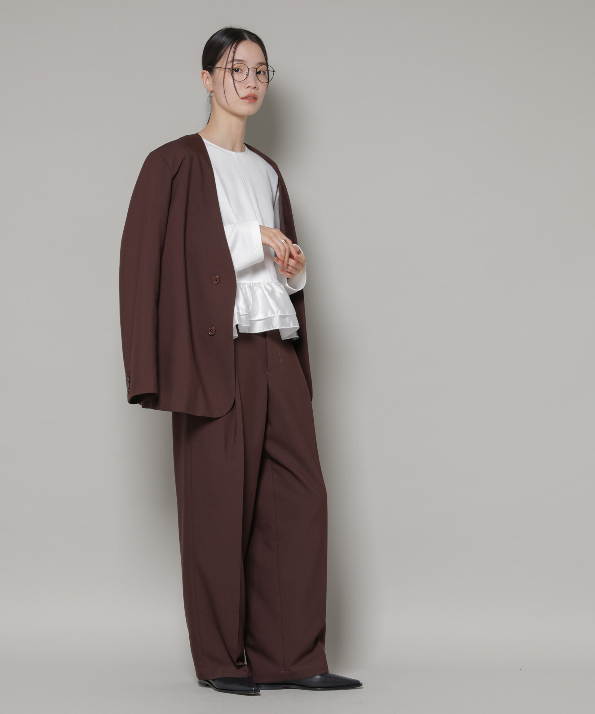 nano･universe「ダンボールカットサテンペプラムトップス」|Tシャツ・カットソー|