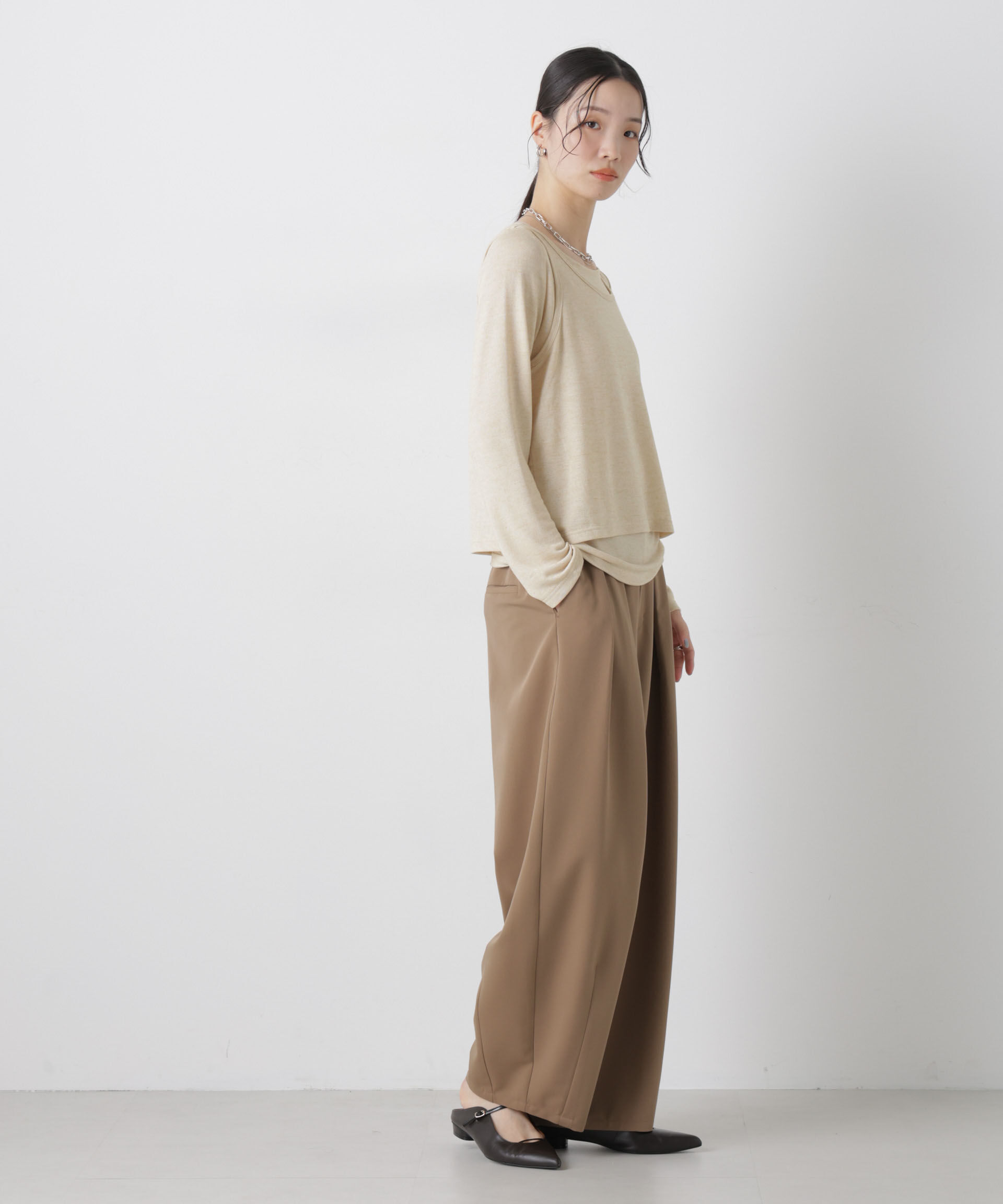 nano･universe「メランジカットレイヤードセットトップス」|Tシャツ・カットソー|