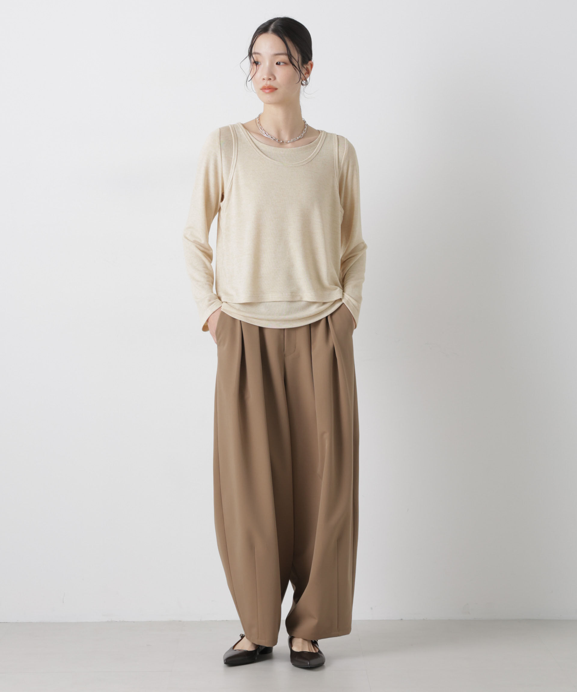 nano･universe「メランジカットレイヤードセットトップス」|Tシャツ・カットソー|