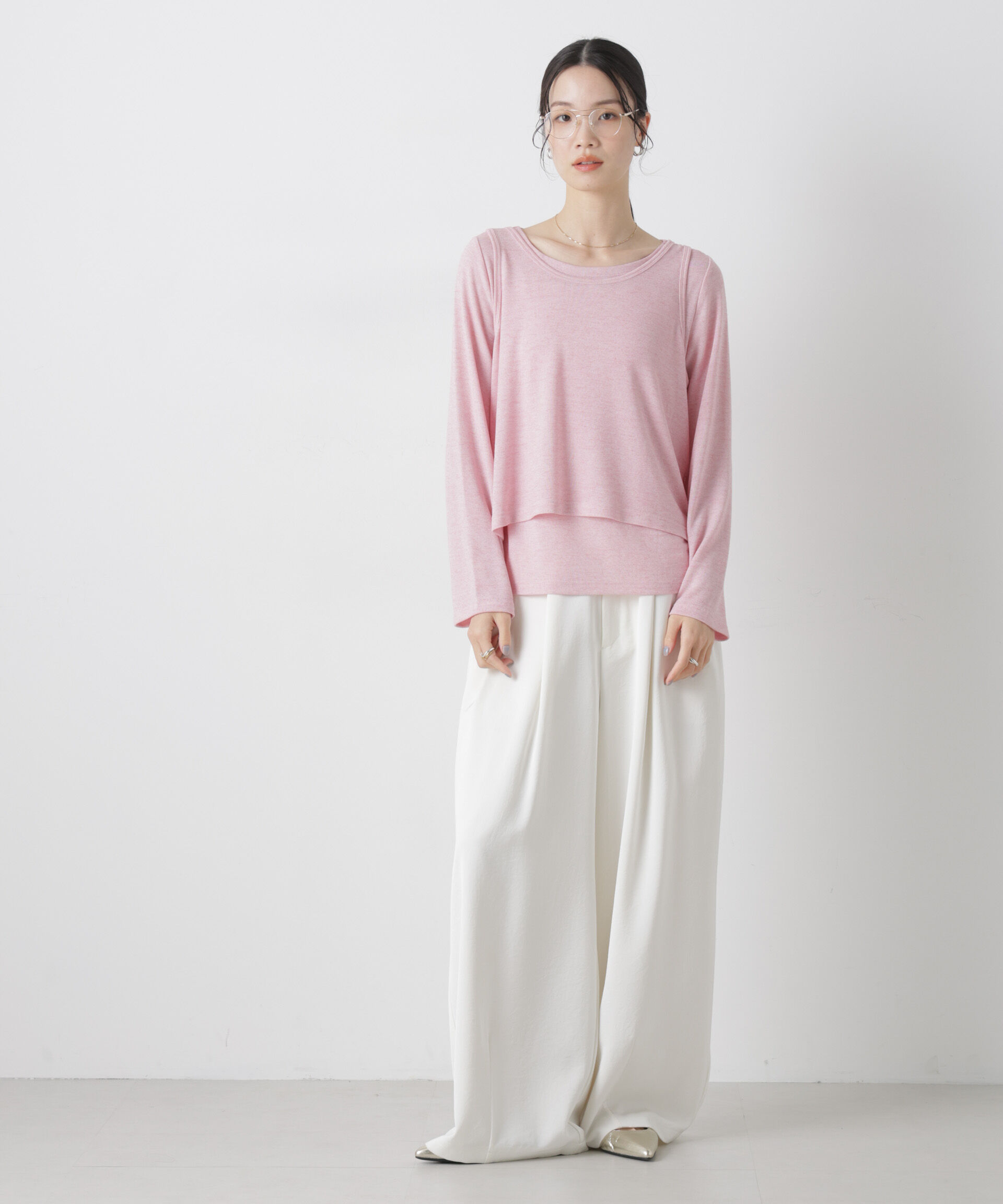 nano･universe「メランジカットレイヤードセットトップス」|Tシャツ・カットソー|