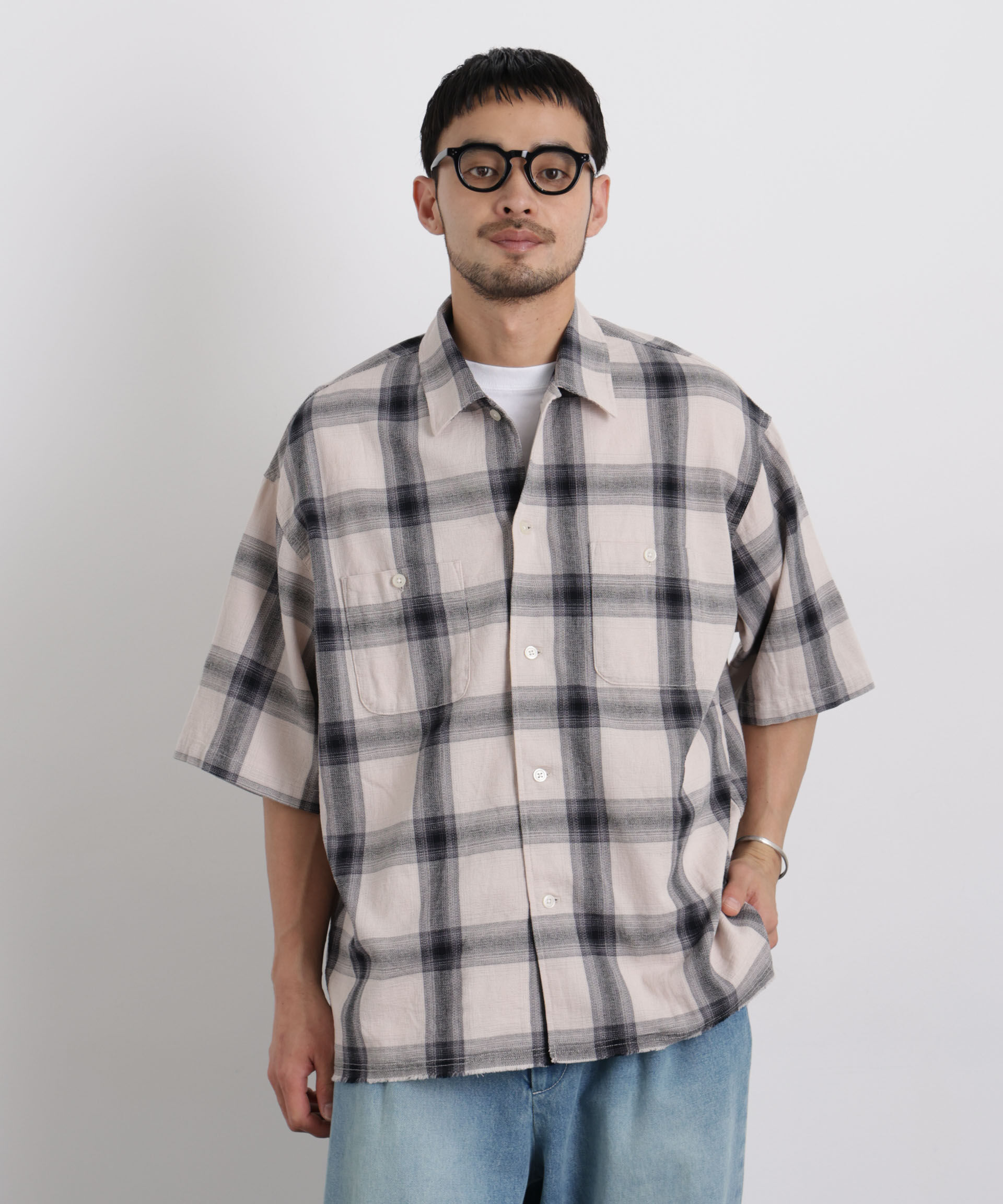 nano･universe「バスケットシアー オンブレーチェックシャツ」|シャツ・ブラウス|