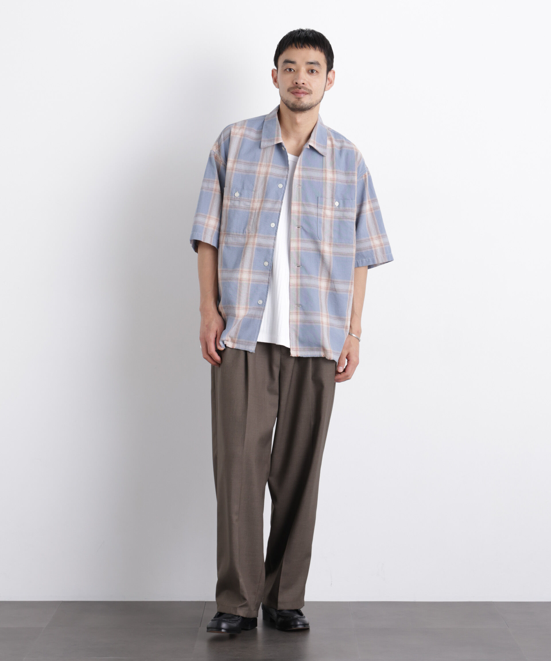 nano･universe「バスケットシアー オンブレーチェックシャツ」|シャツ・ブラウス|