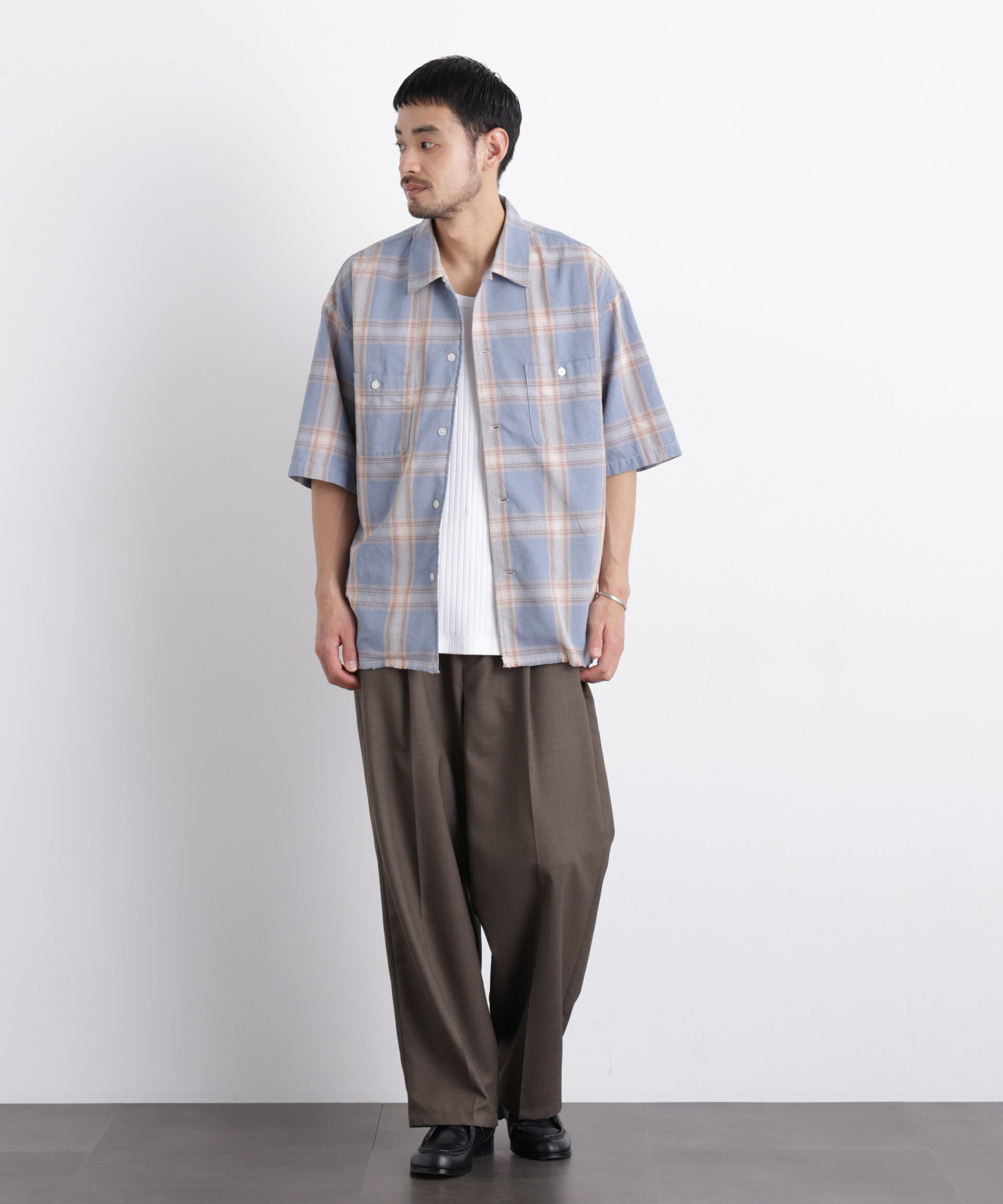 nano･universe「バスケットシアー オンブレーチェックシャツ」|シャツ・ブラウス|