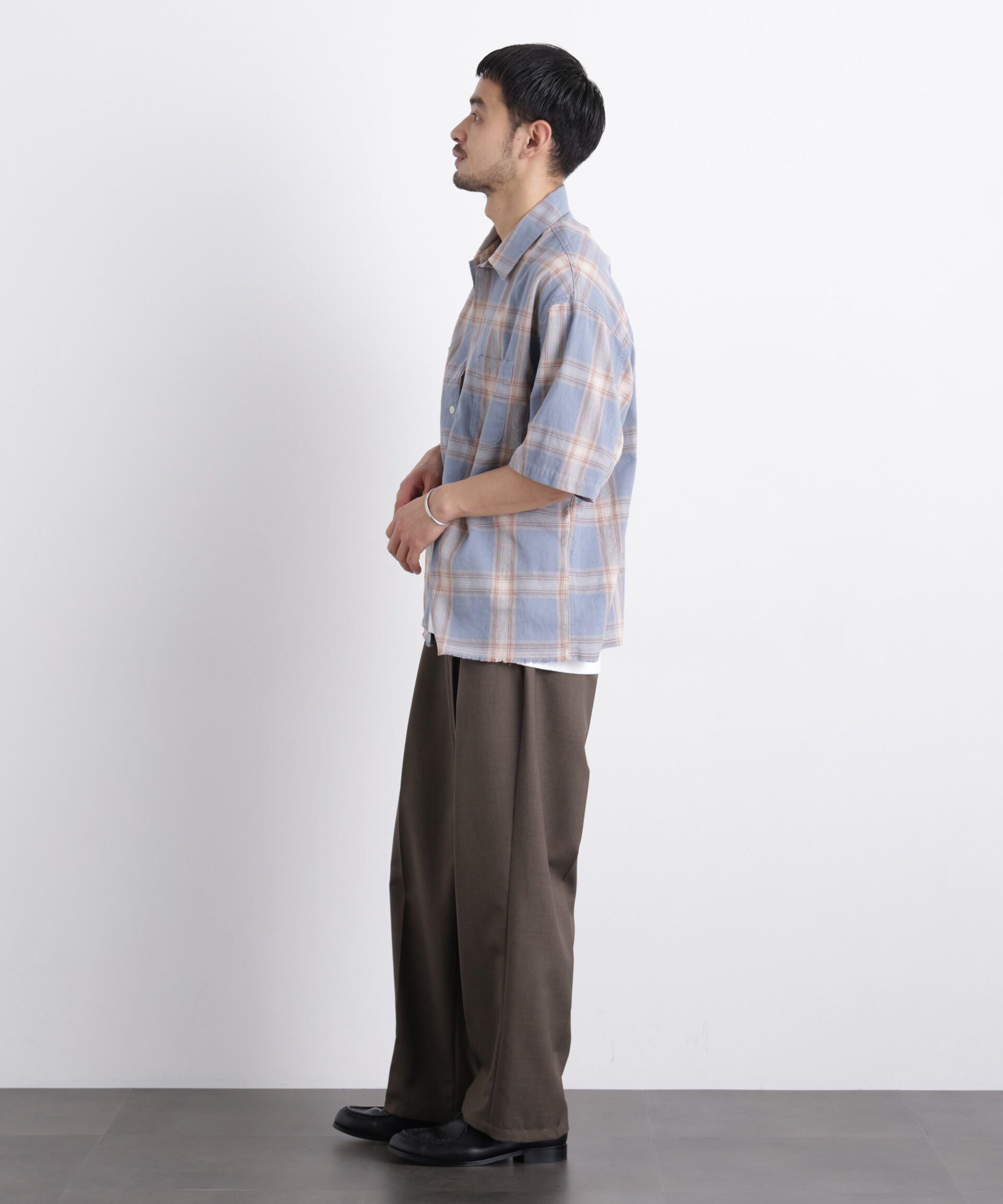 nano･universe「バスケットシアー オンブレーチェックシャツ」|シャツ・ブラウス|