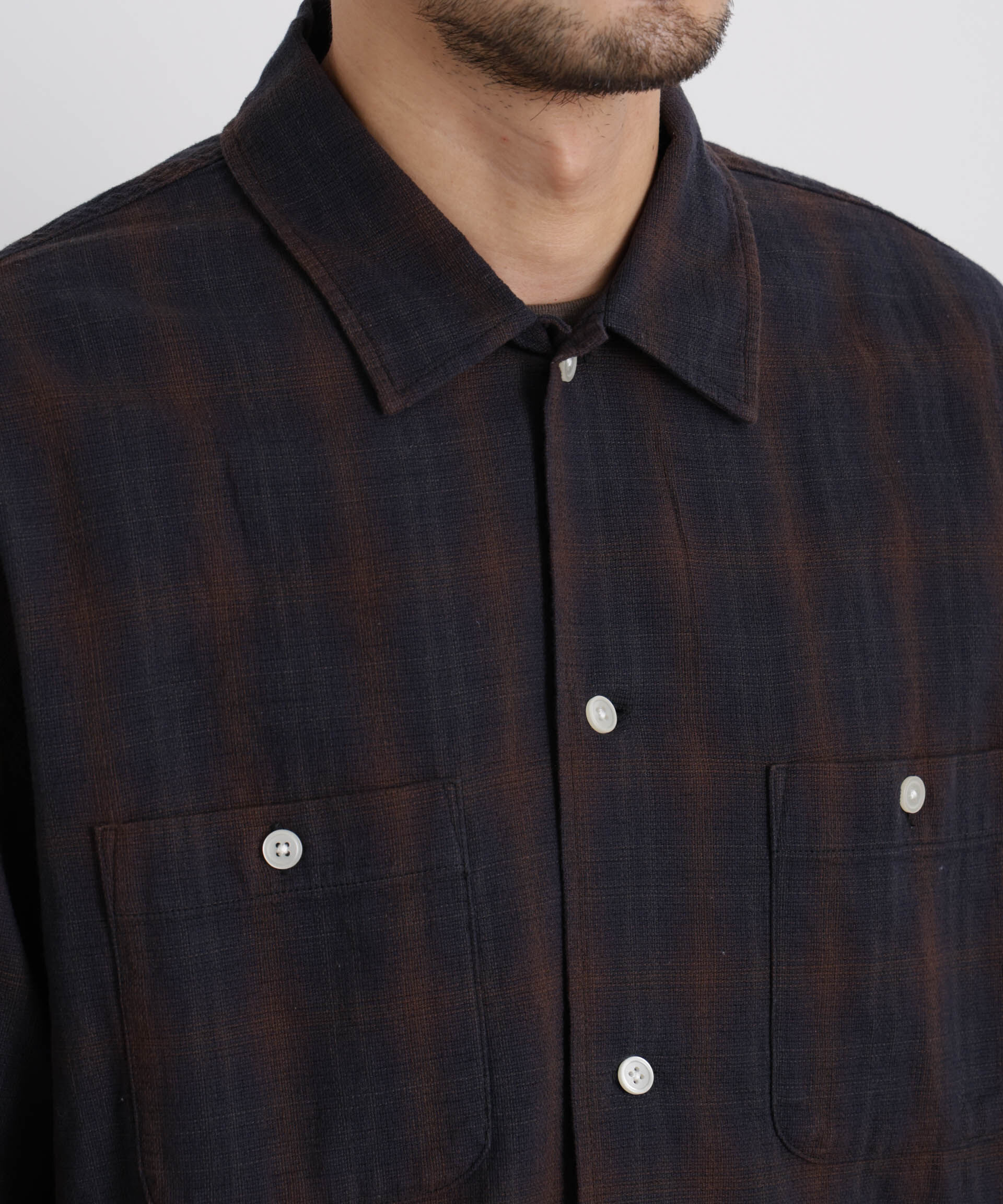 nano･universe「バスケットシアー オンブレーチェックシャツ」|シャツ・ブラウス|