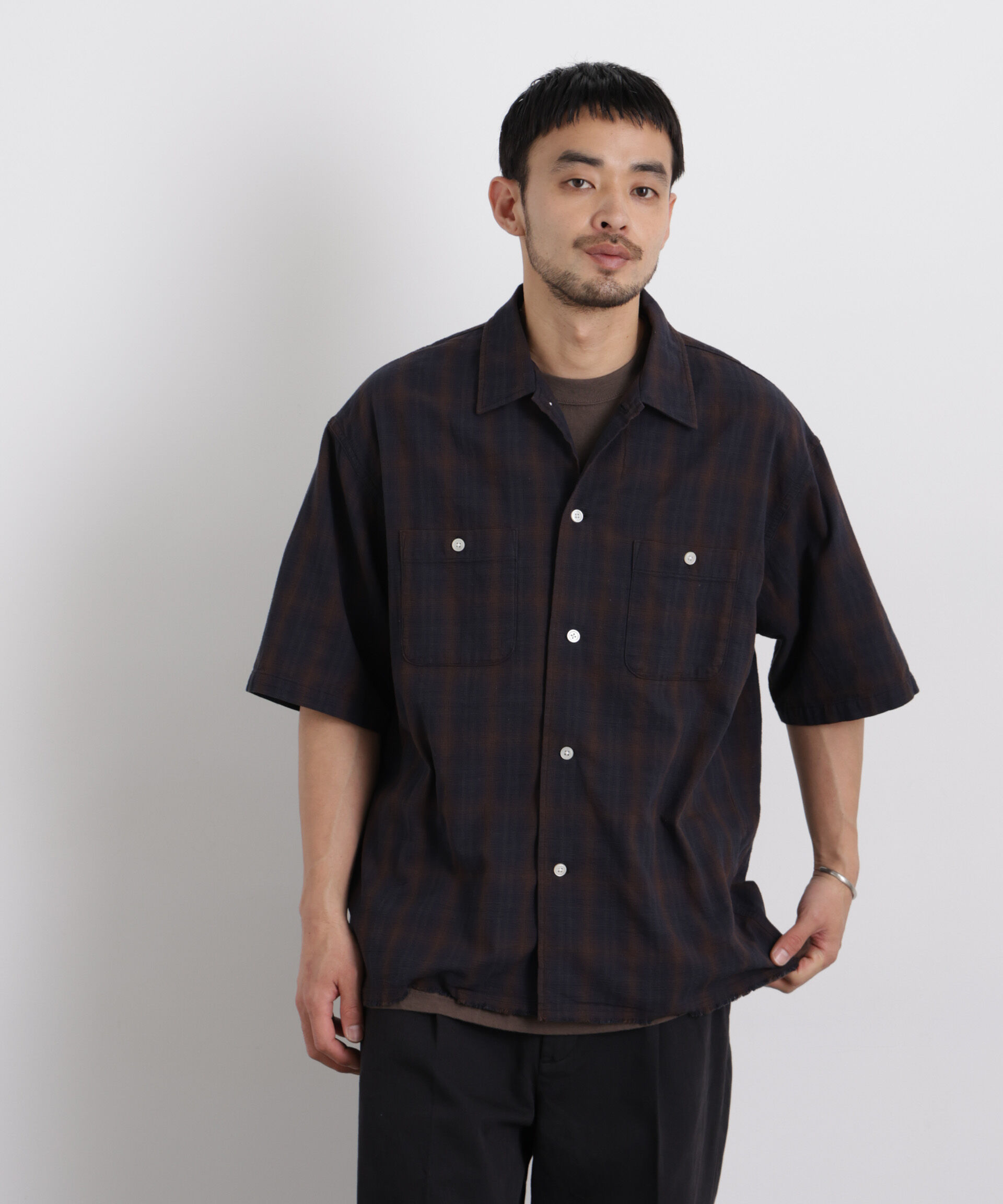 nano･universe「バスケットシアー オンブレーチェックシャツ」|シャツ・ブラウス|