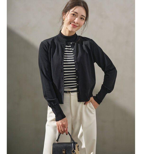 組曲「【6色展開・UVケア】クルーネックモダンカーディガン」|カーディガン|ブラック系